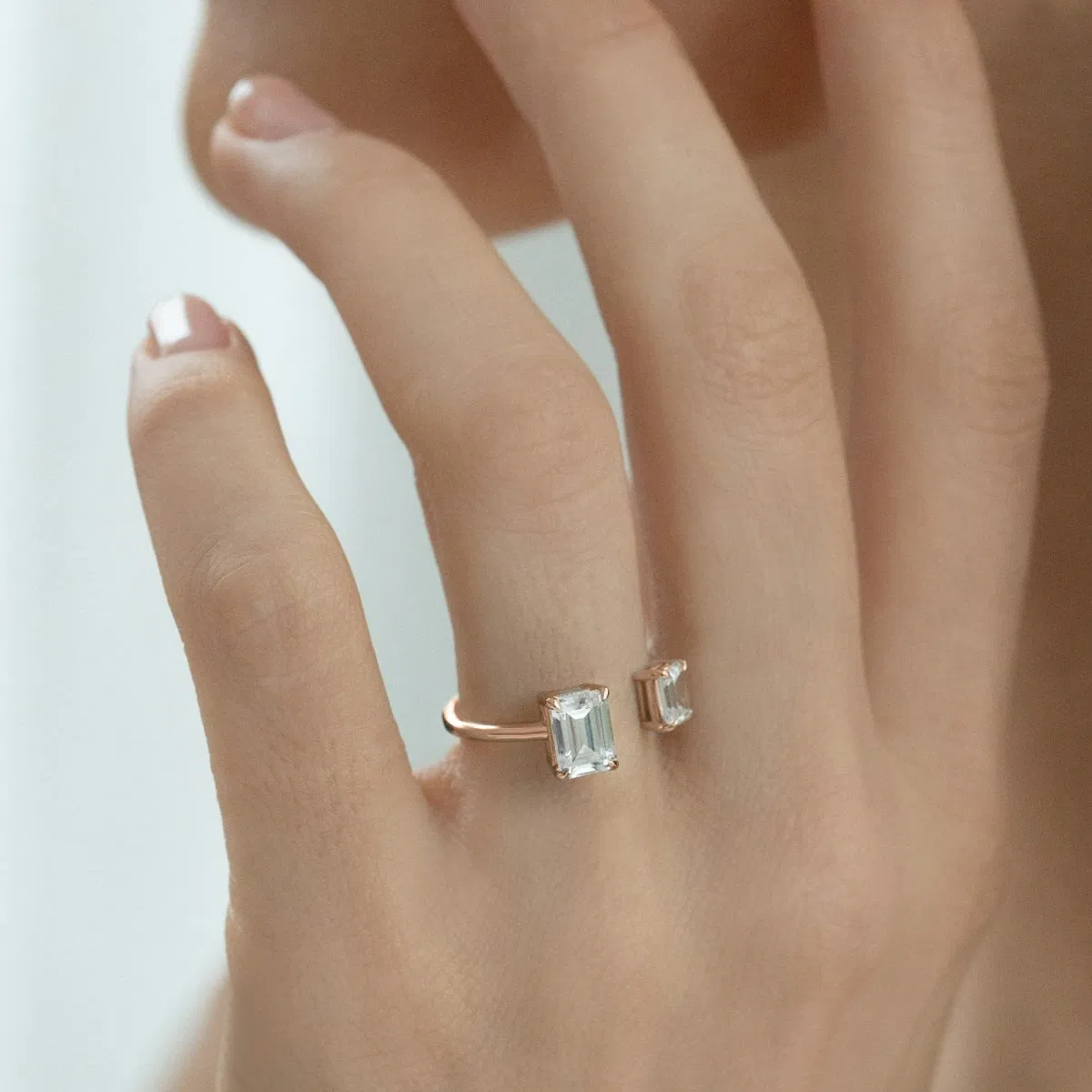 Toi et Moi Emerald Cut Engagement Ring