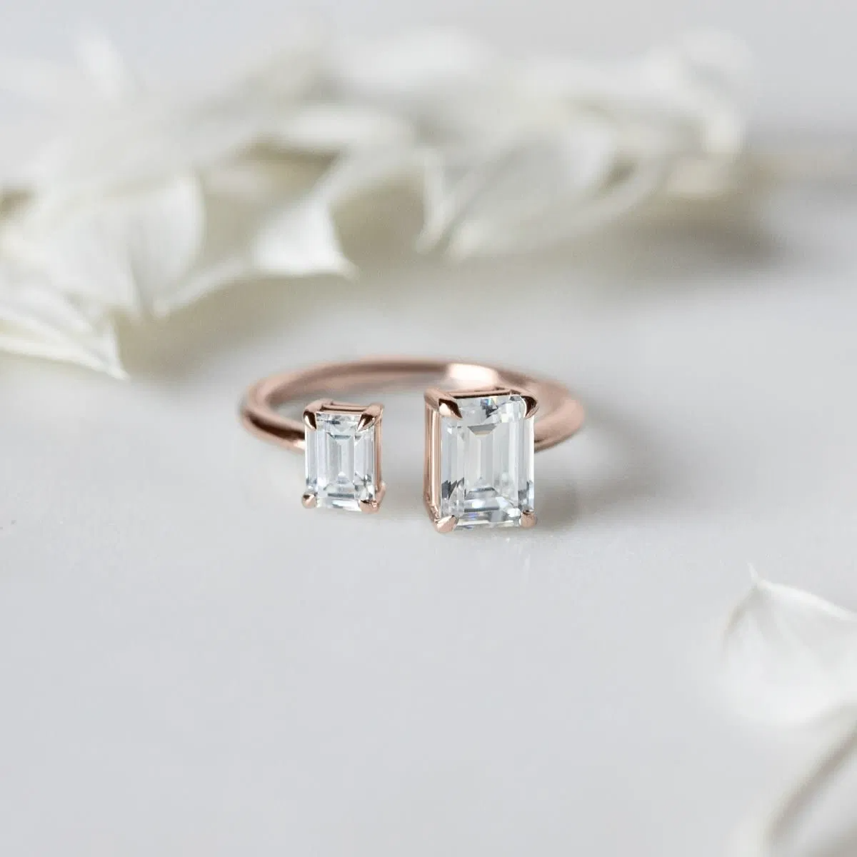 Toi et Moi Emerald Cut Engagement Ring