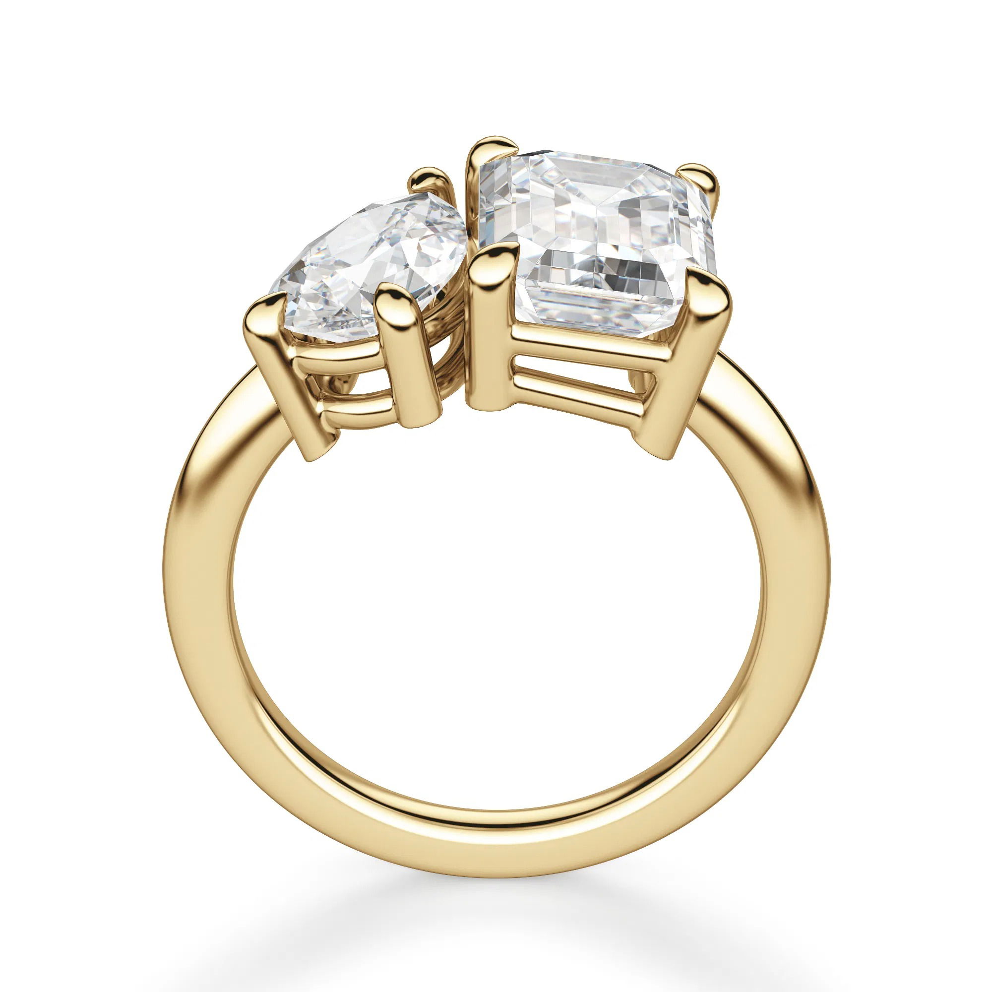 Toi et Moi Emerald and Pear Cut Engagement Ring