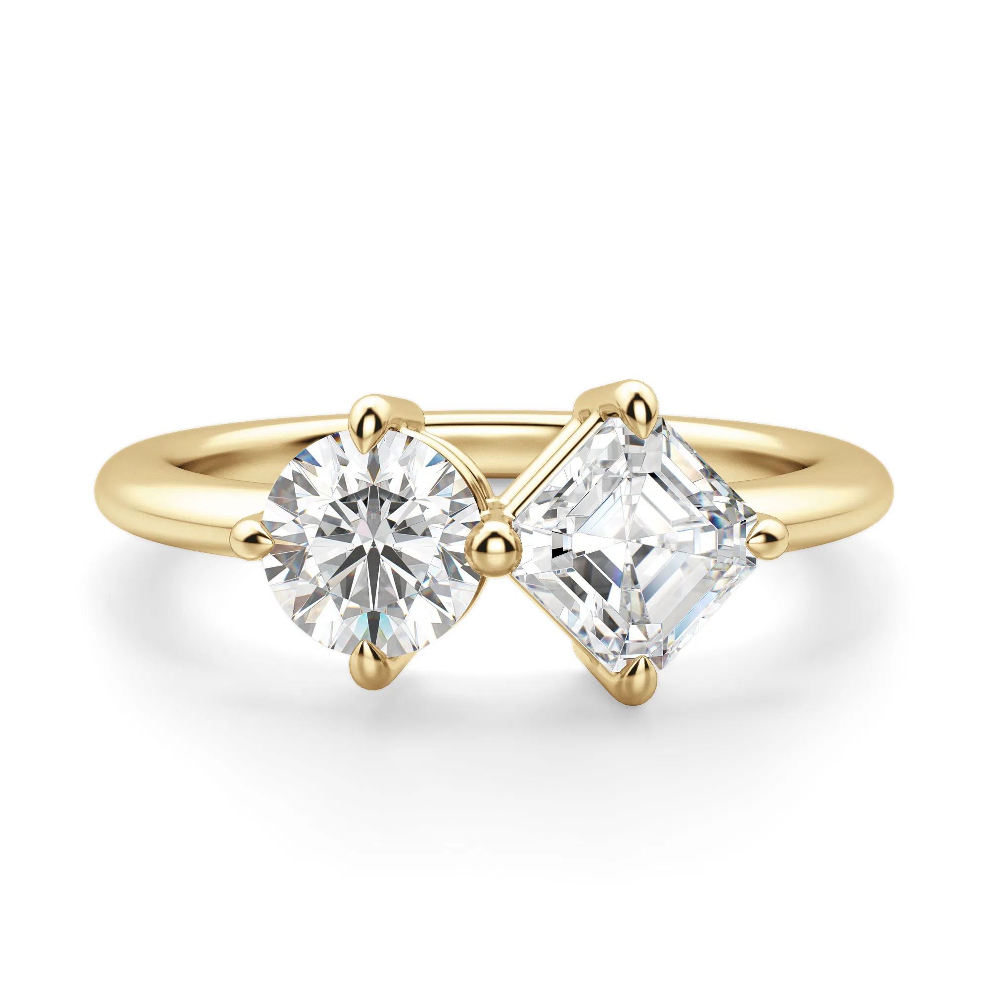 Toi et Moi Round and Asscher Cut Ring