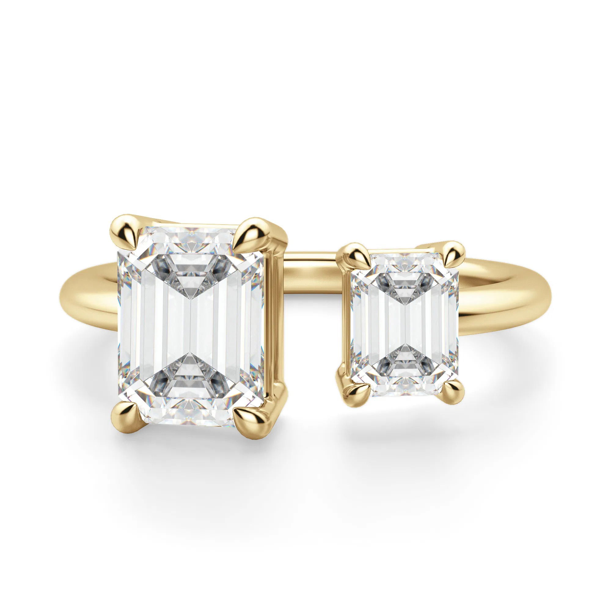 Toi et Moi Emerald Cut Engagement Ring