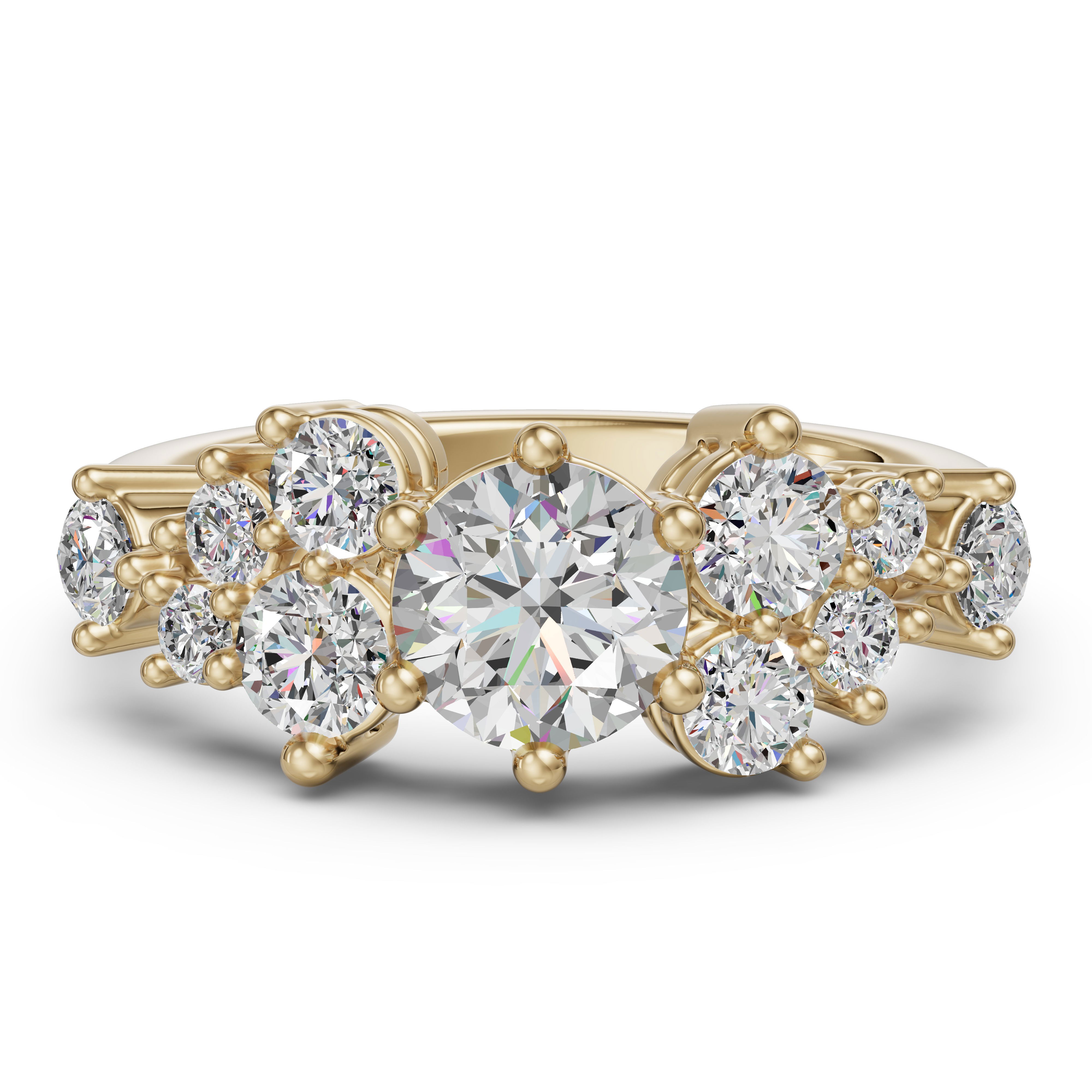 Round Cut Cluster Engagement Ring