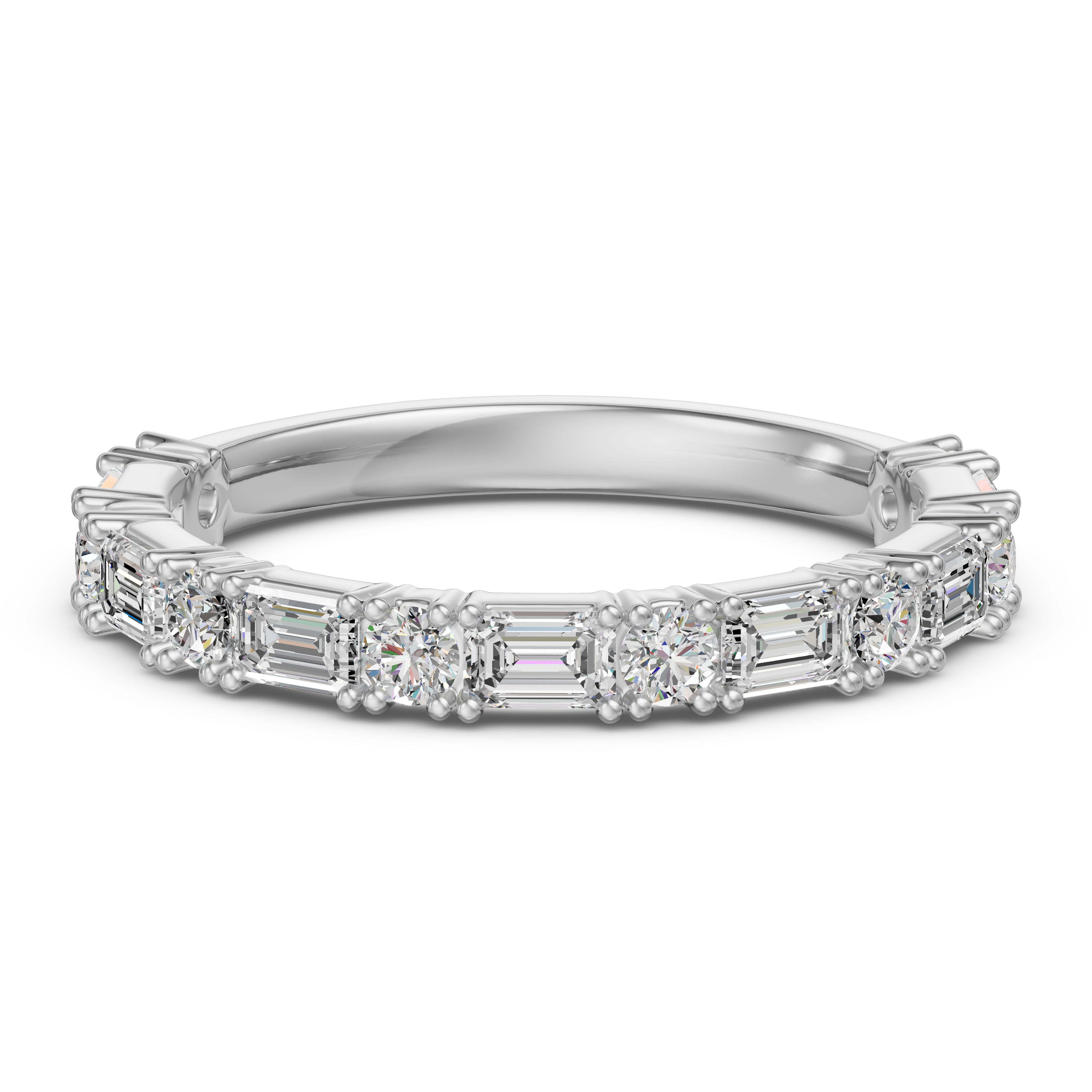 2.50 MM Round and Emerald Cut Half Eternity Band