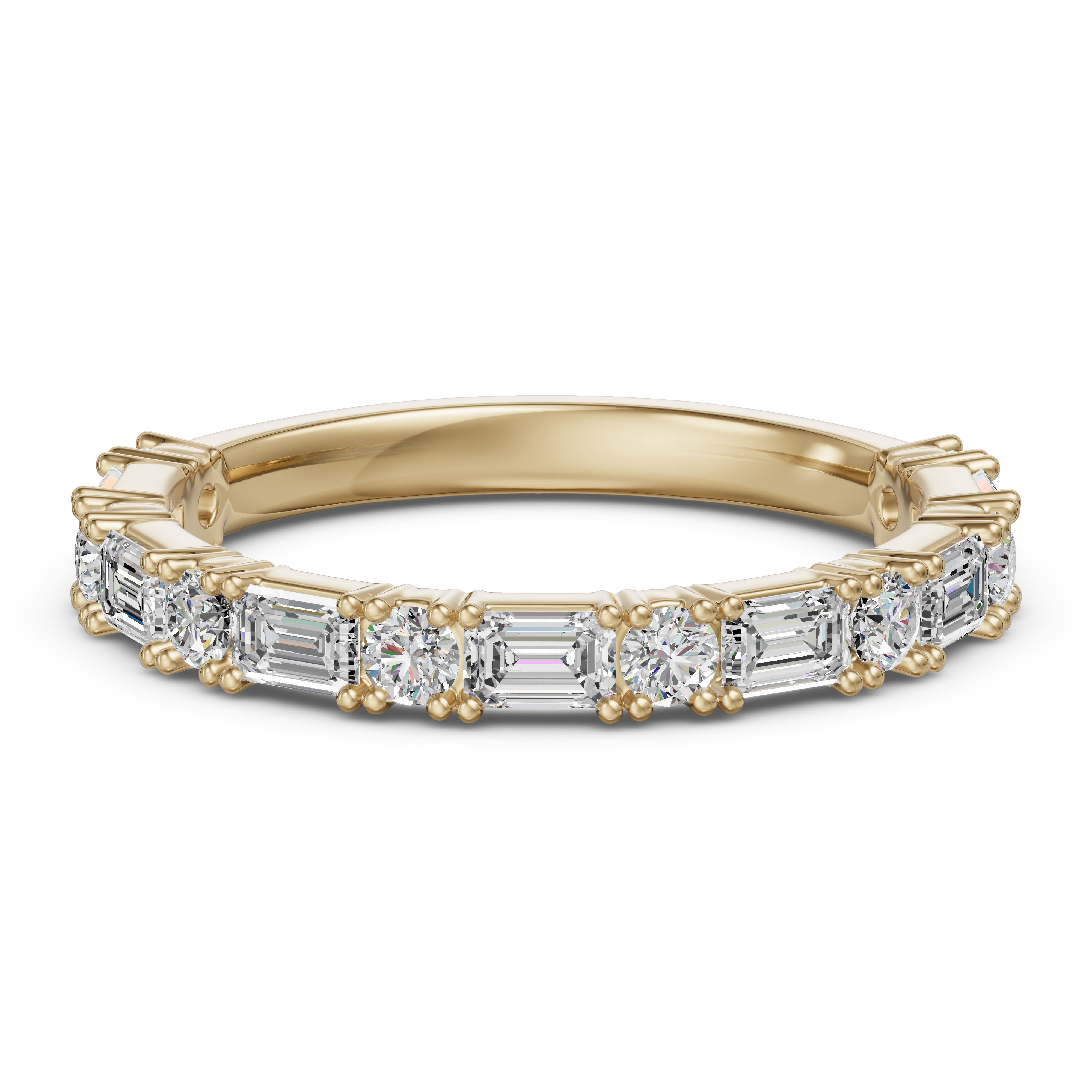2.50 MM Round and Emerald Cut Half Eternity Band