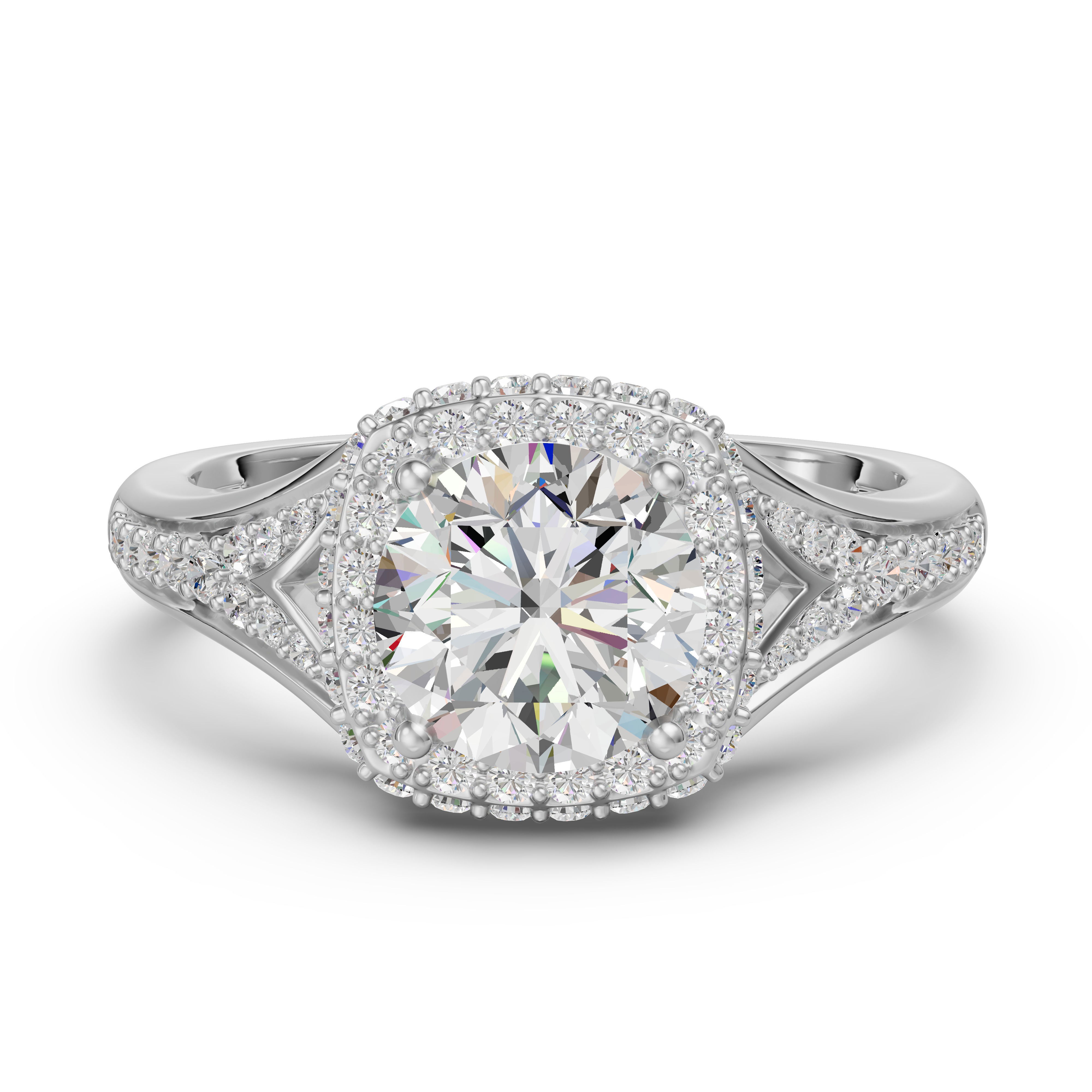 Accented Halo Engagement Ring
