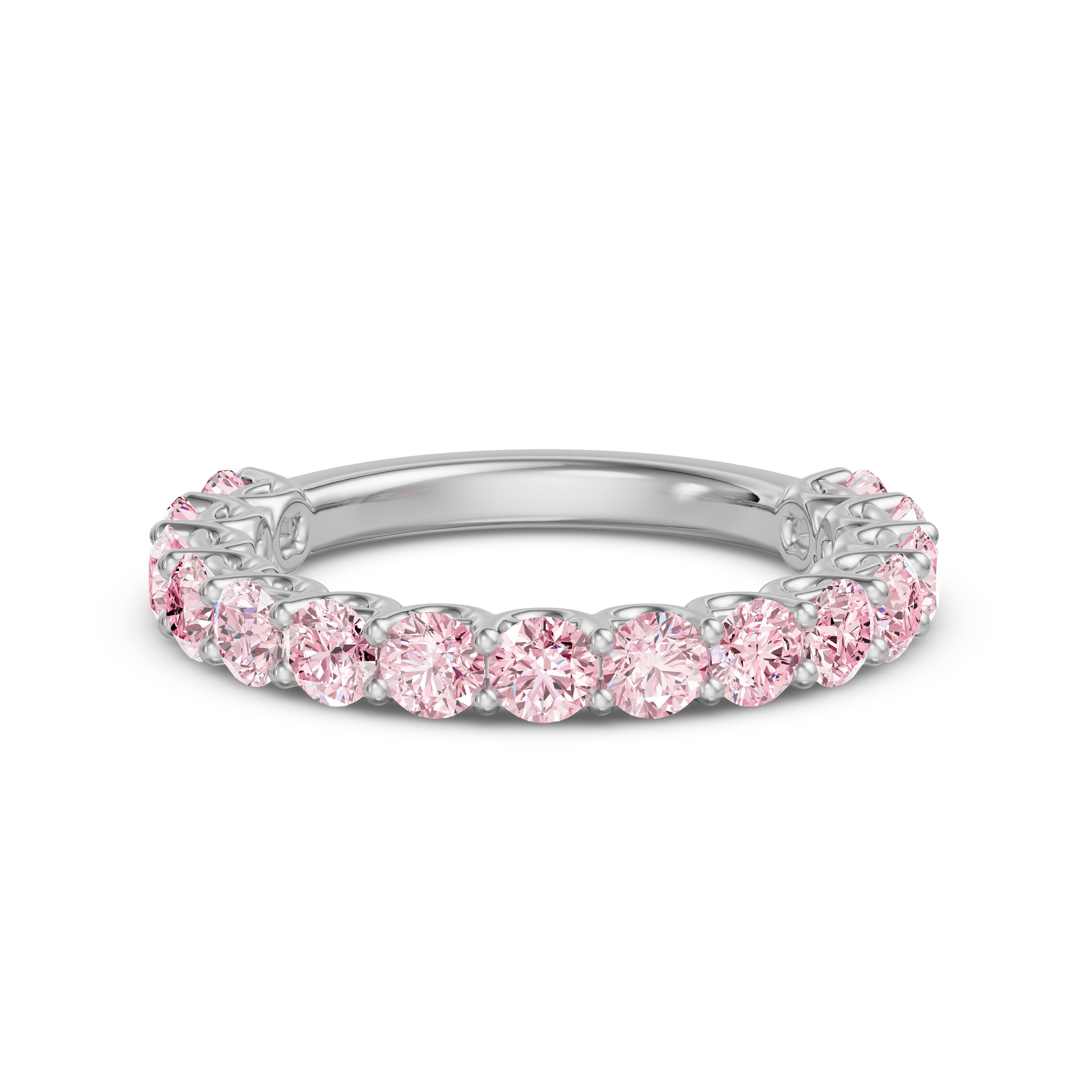 3.00 MM Round Cut Scallop Set Half Eternity Band - Rose