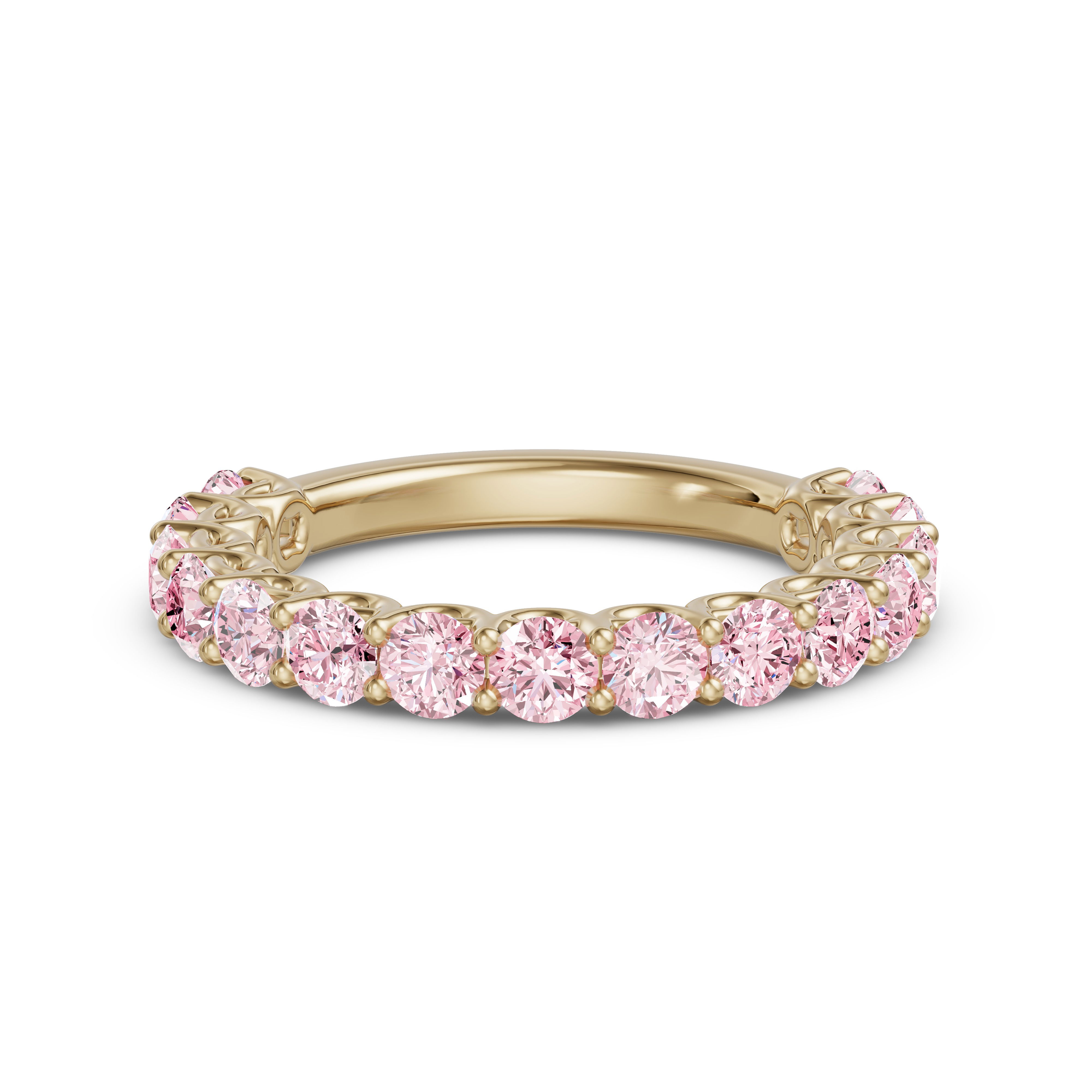 3.00 MM Round Cut Scallop Set Half Eternity Band - Rose