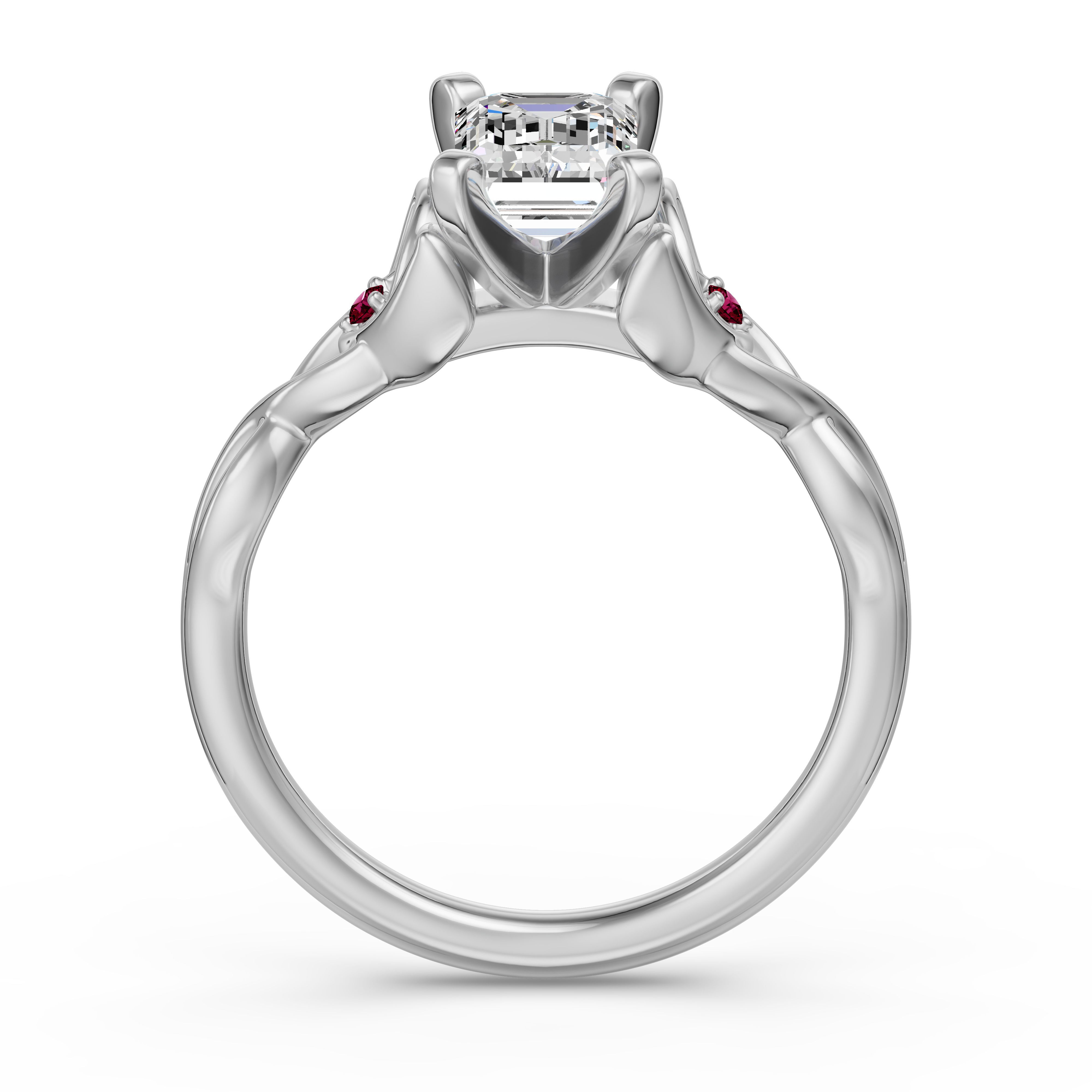 Celtic Knot Emerald Cut Engagement Ring - Ruby