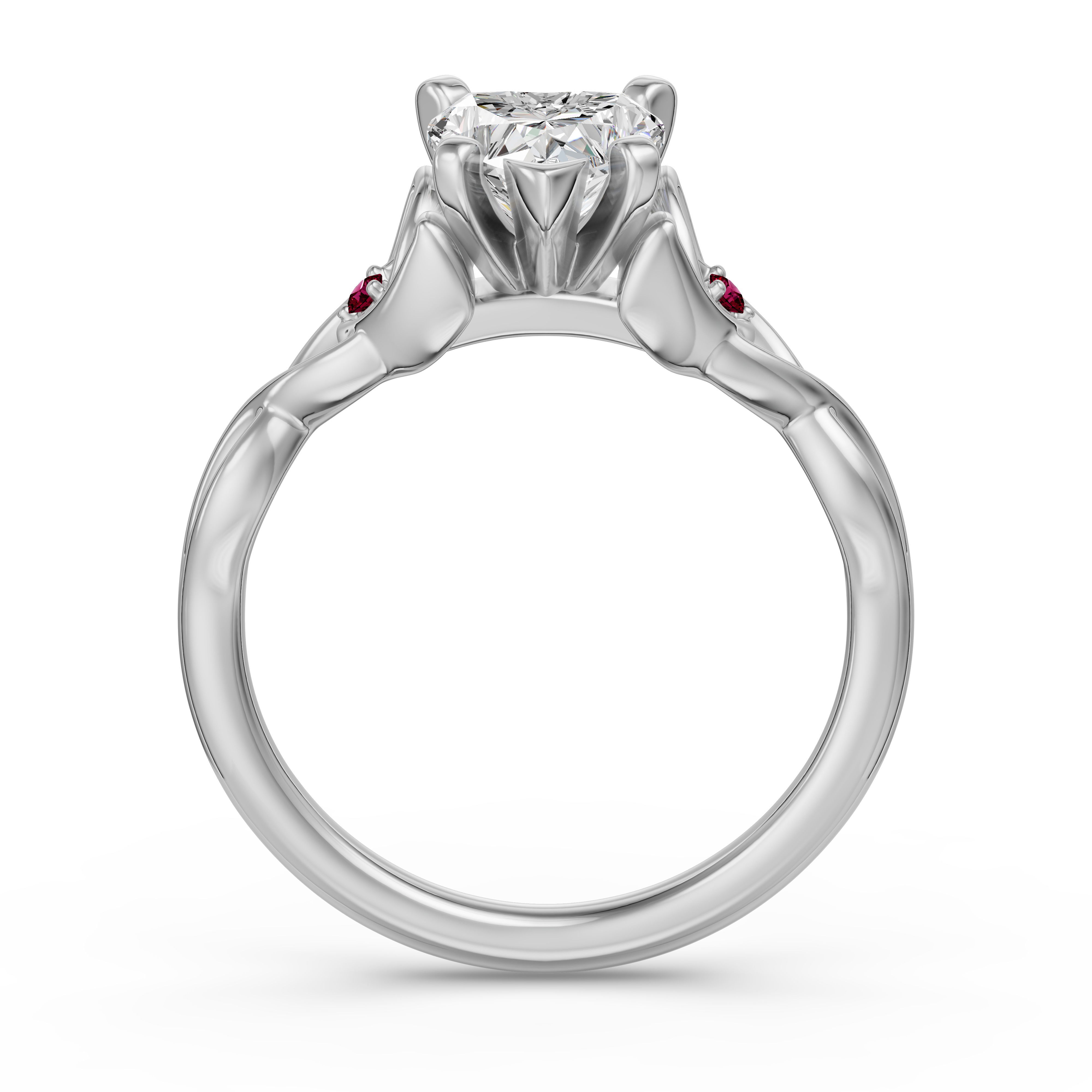 Celtic Knot Heart Cut Engagement Ring - Ruby