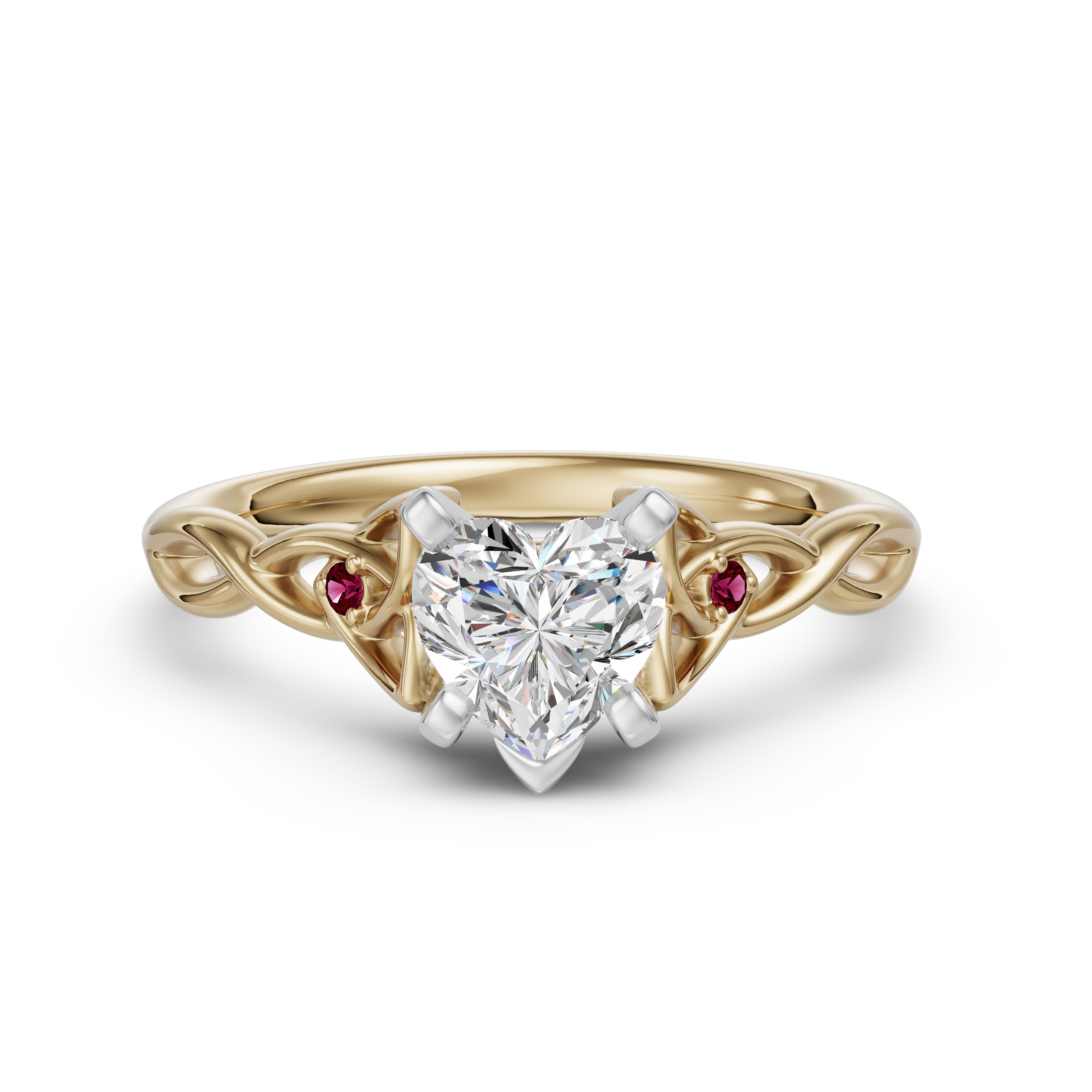 Celtic Knot Heart Cut Engagement Ring - Ruby