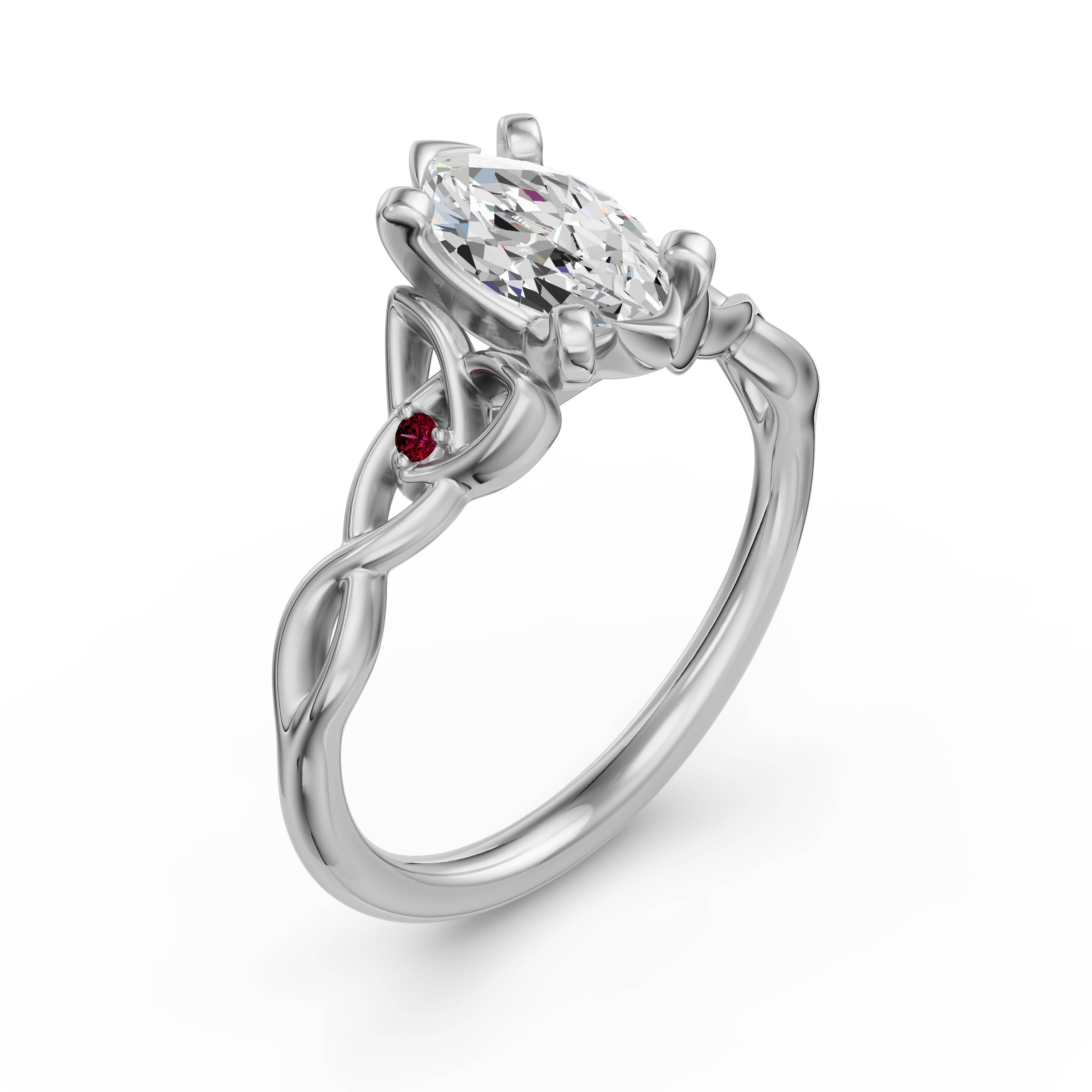 Celtic Knot Marquise Cut Engagement Ring - Ruby