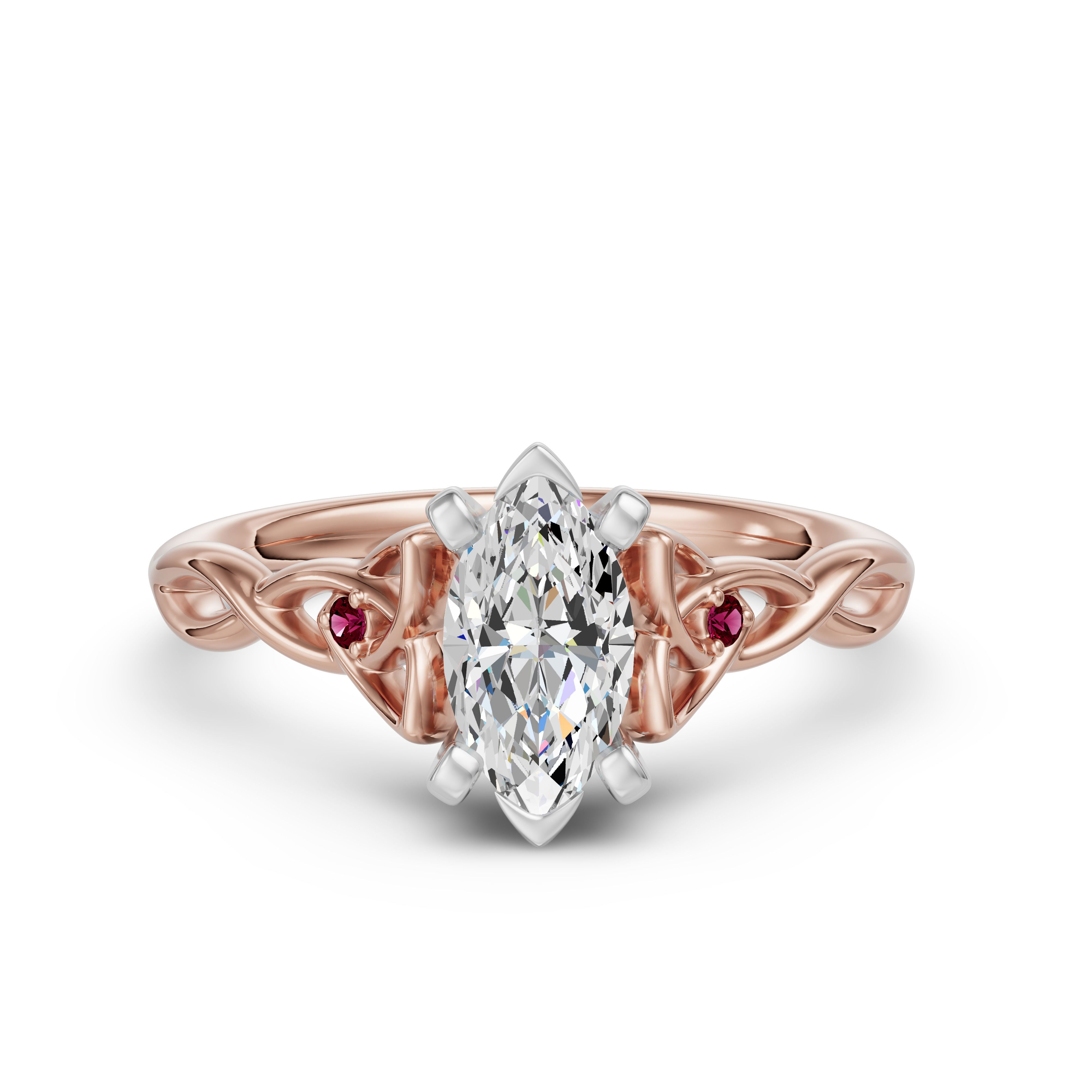 Celtic Knot Marquise Cut Engagement Ring - Ruby