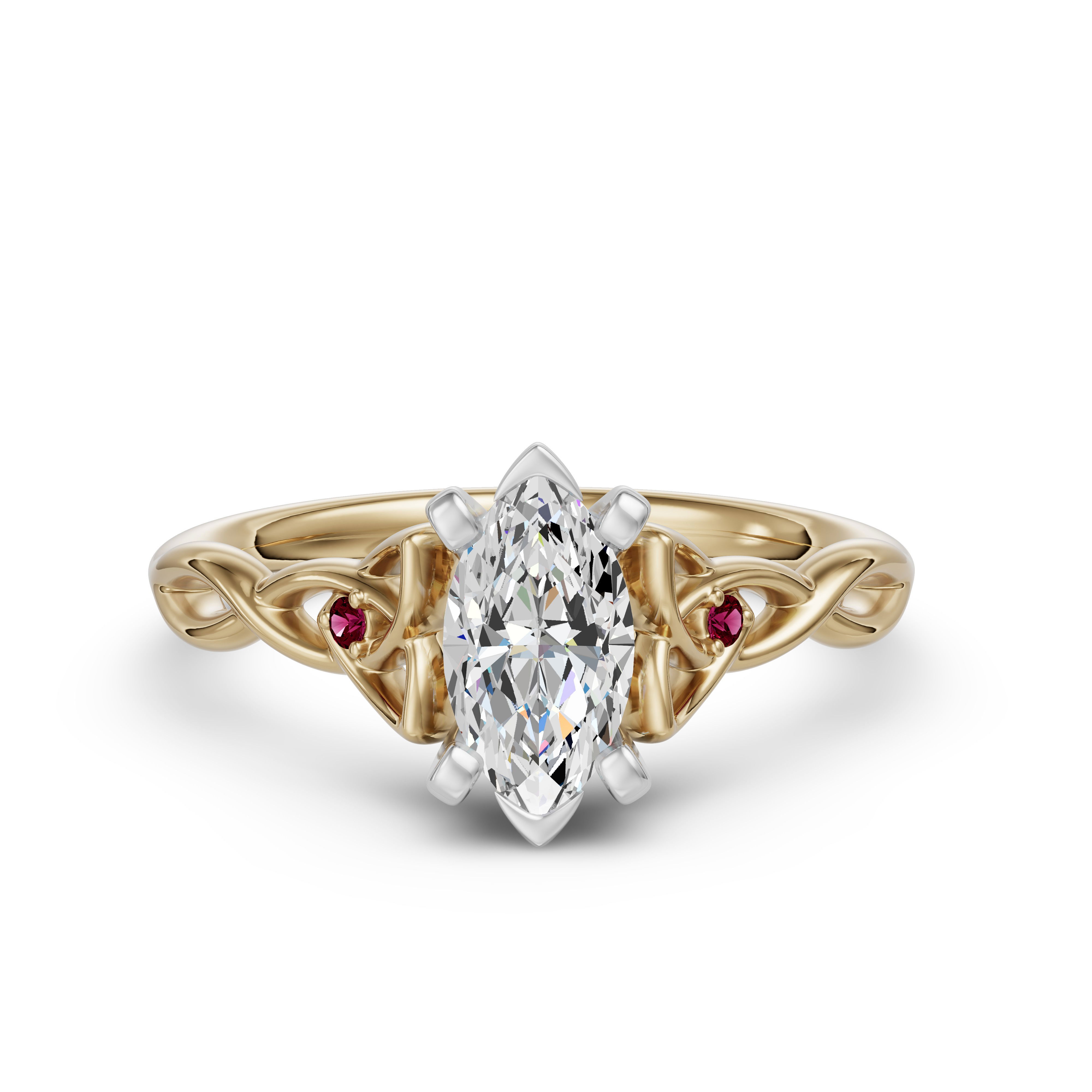 Celtic Knot Marquise Cut Engagement Ring - Ruby