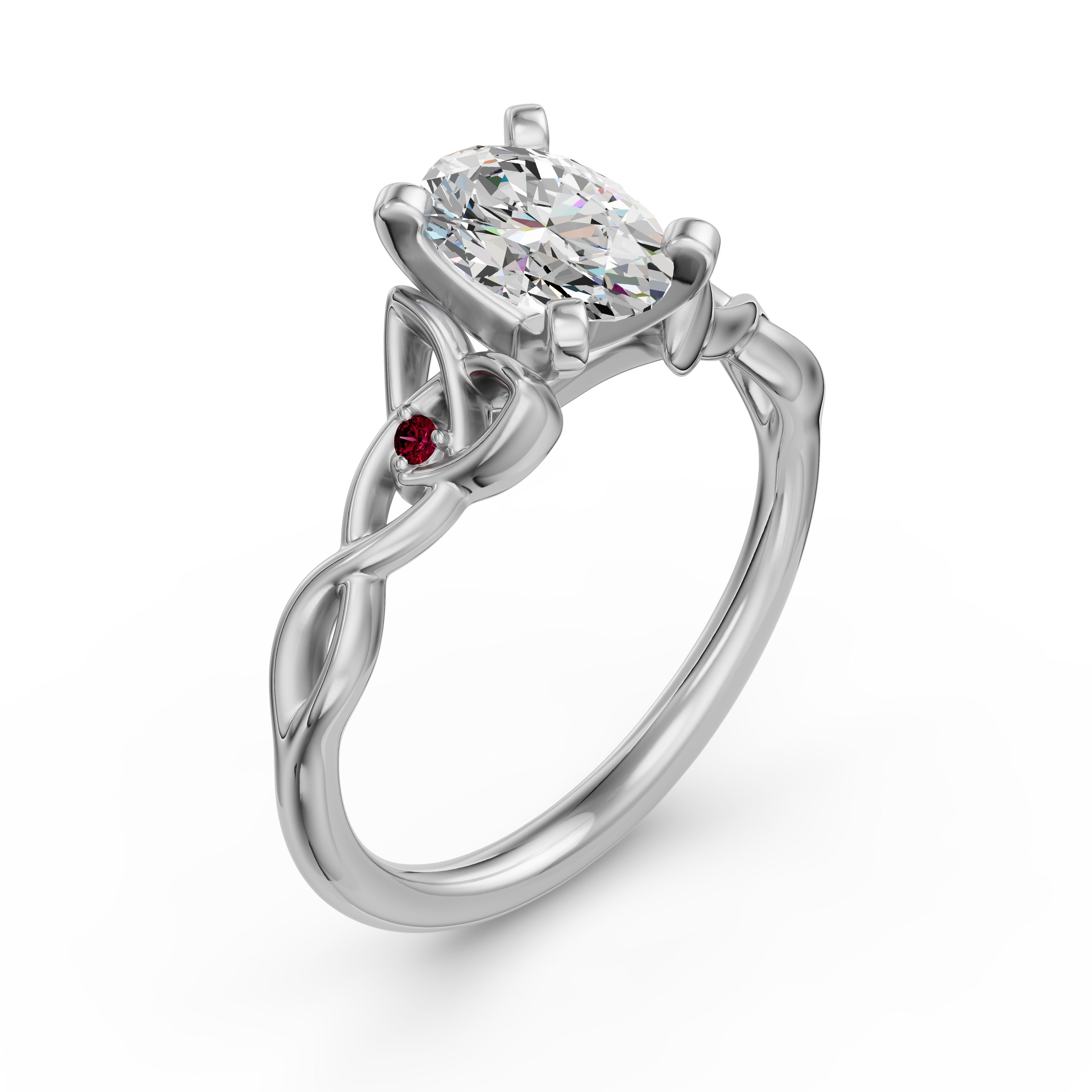 Celtic Knot Oval Cut Engagement Ring - Ruby
