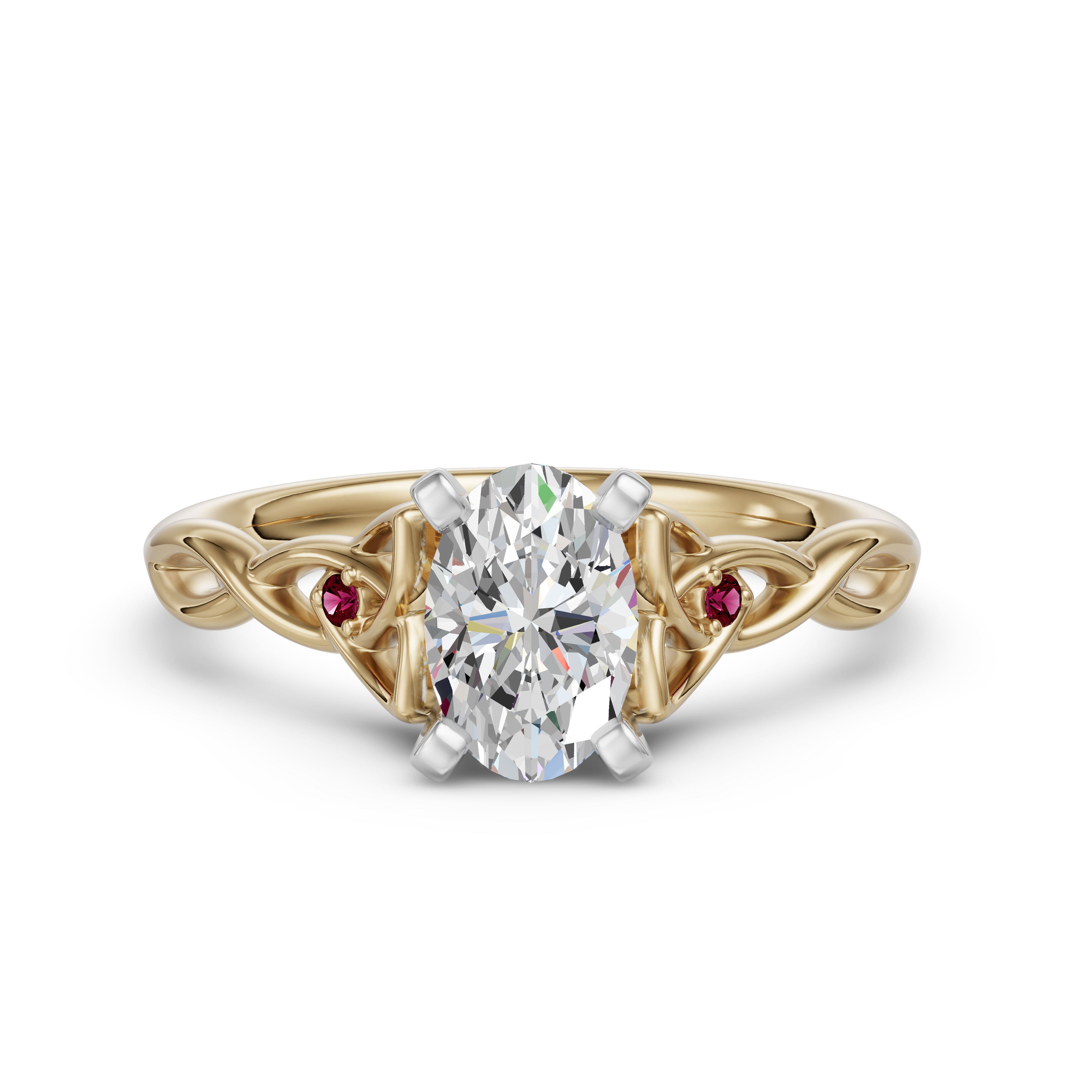 Celtic Knot Oval Cut Engagement Ring - Ruby