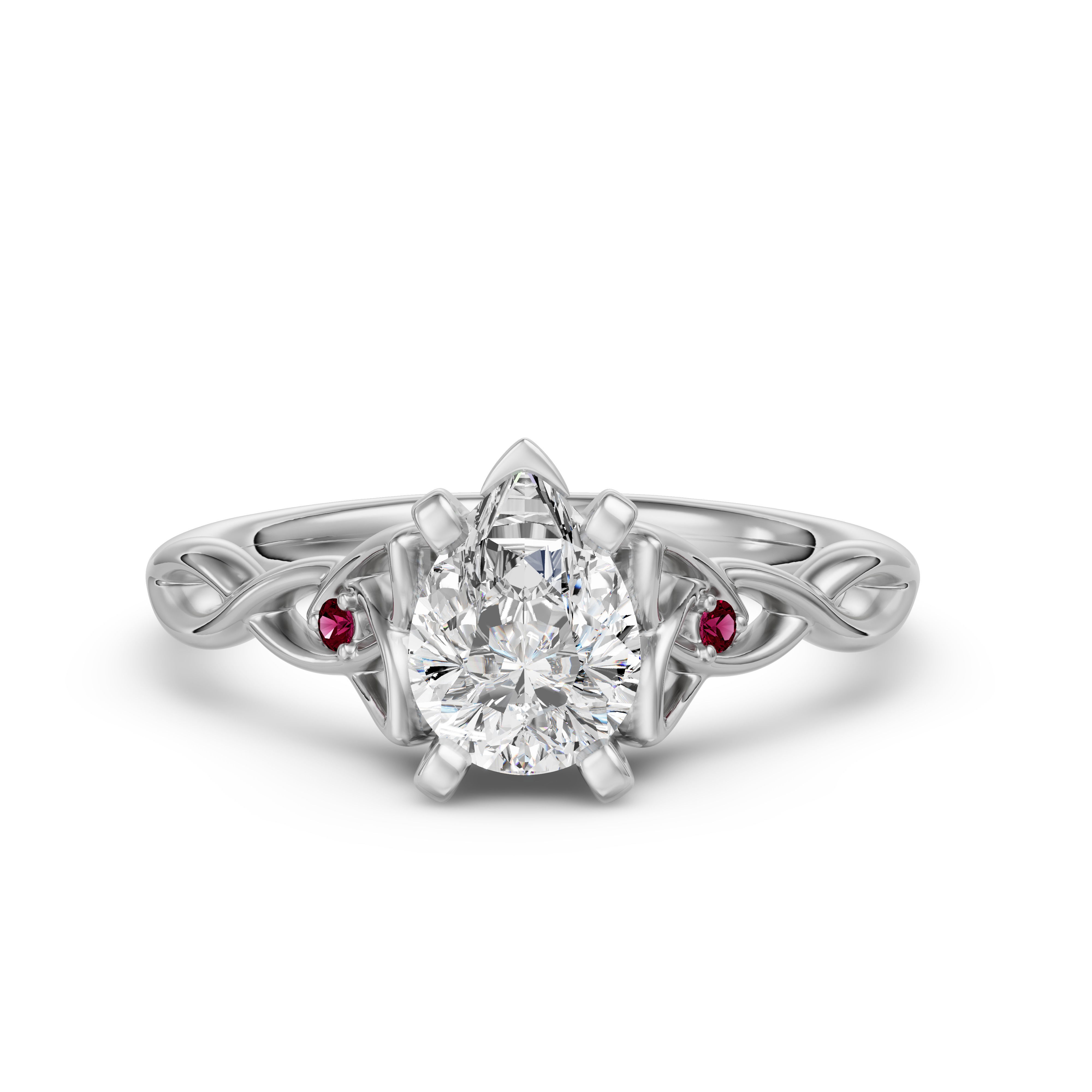Celtic Knot Pear Cut Engagement Ring - Ruby