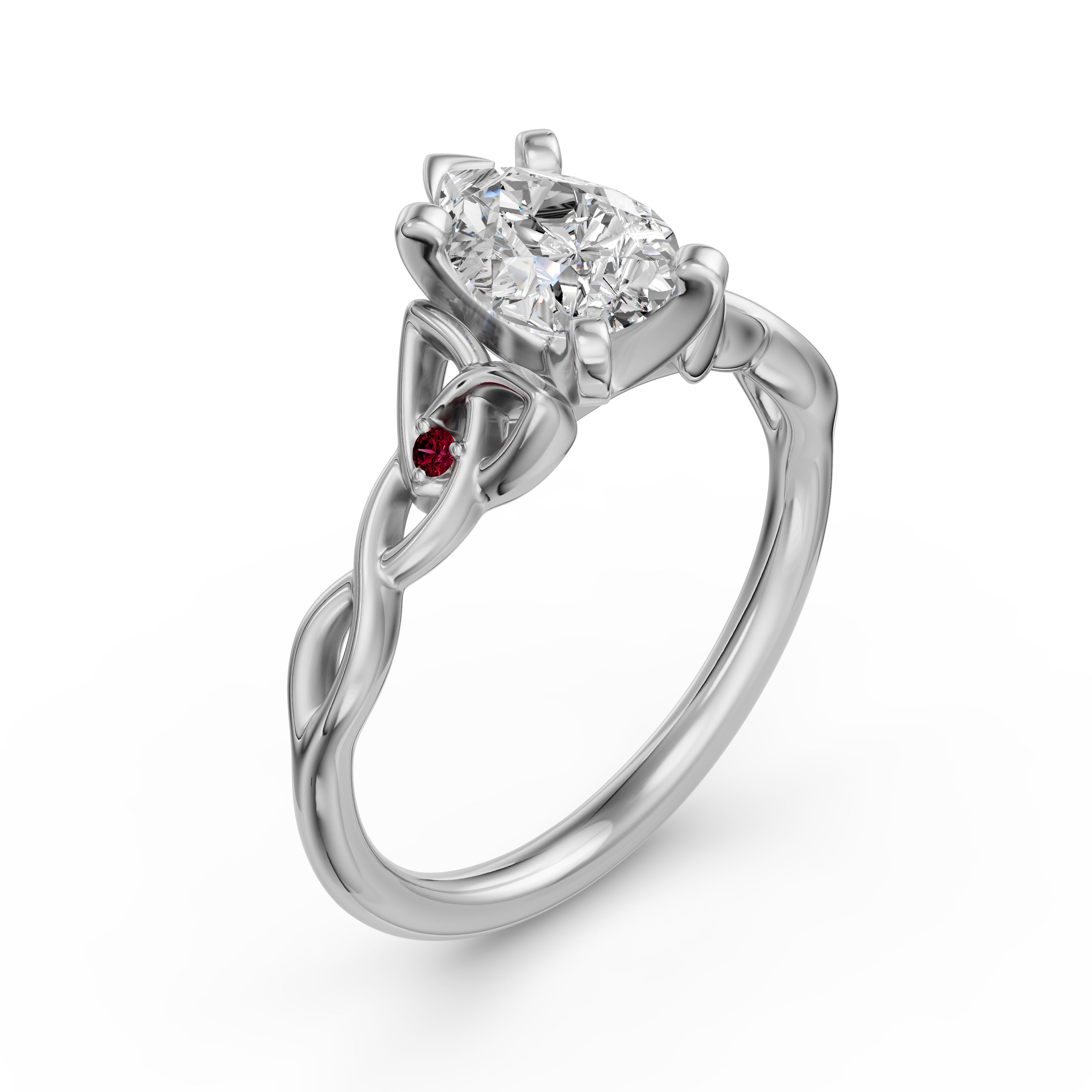 Celtic Knot Pear Cut Engagement Ring - Ruby