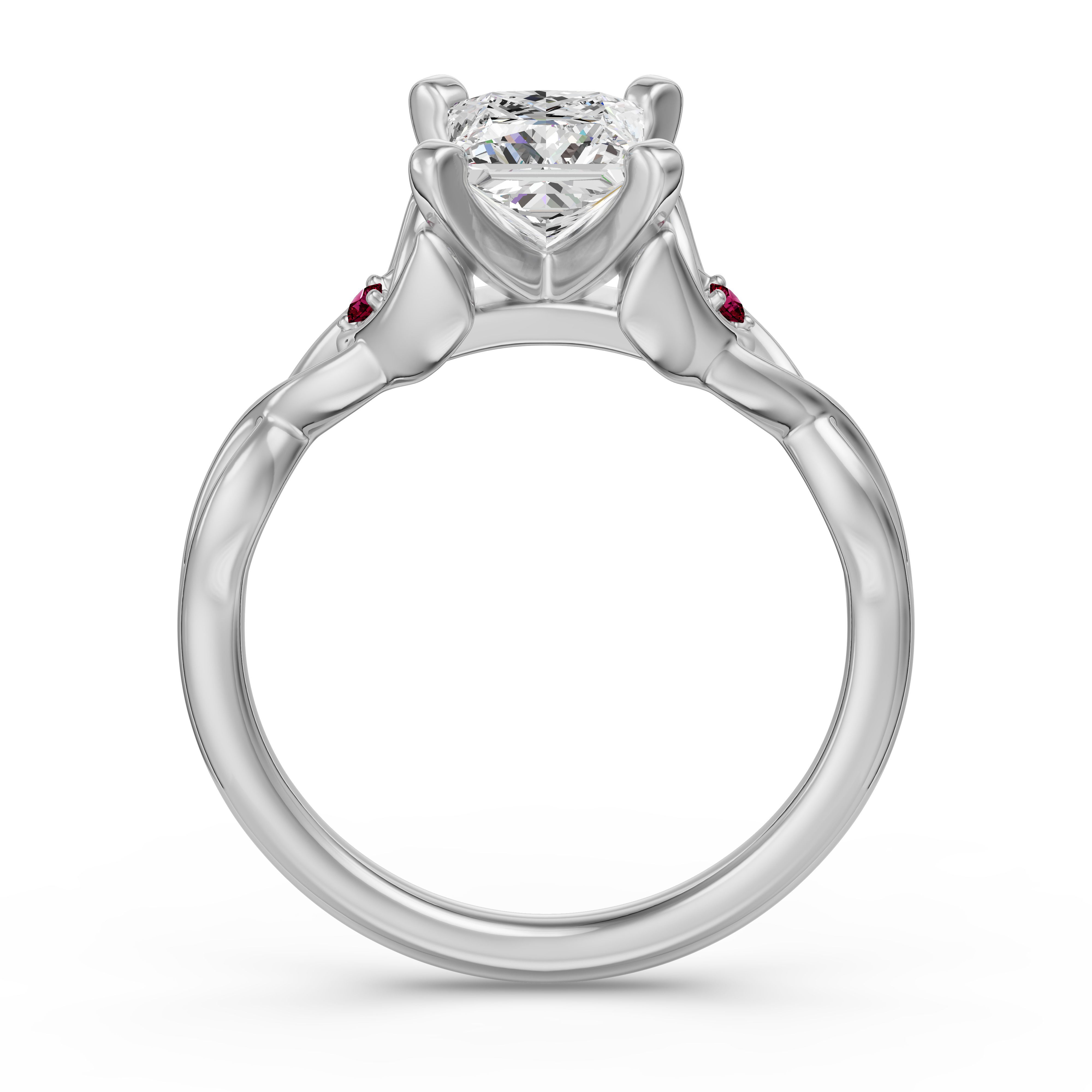Celtic Knot Princess Cut Engagement Ring - Ruby