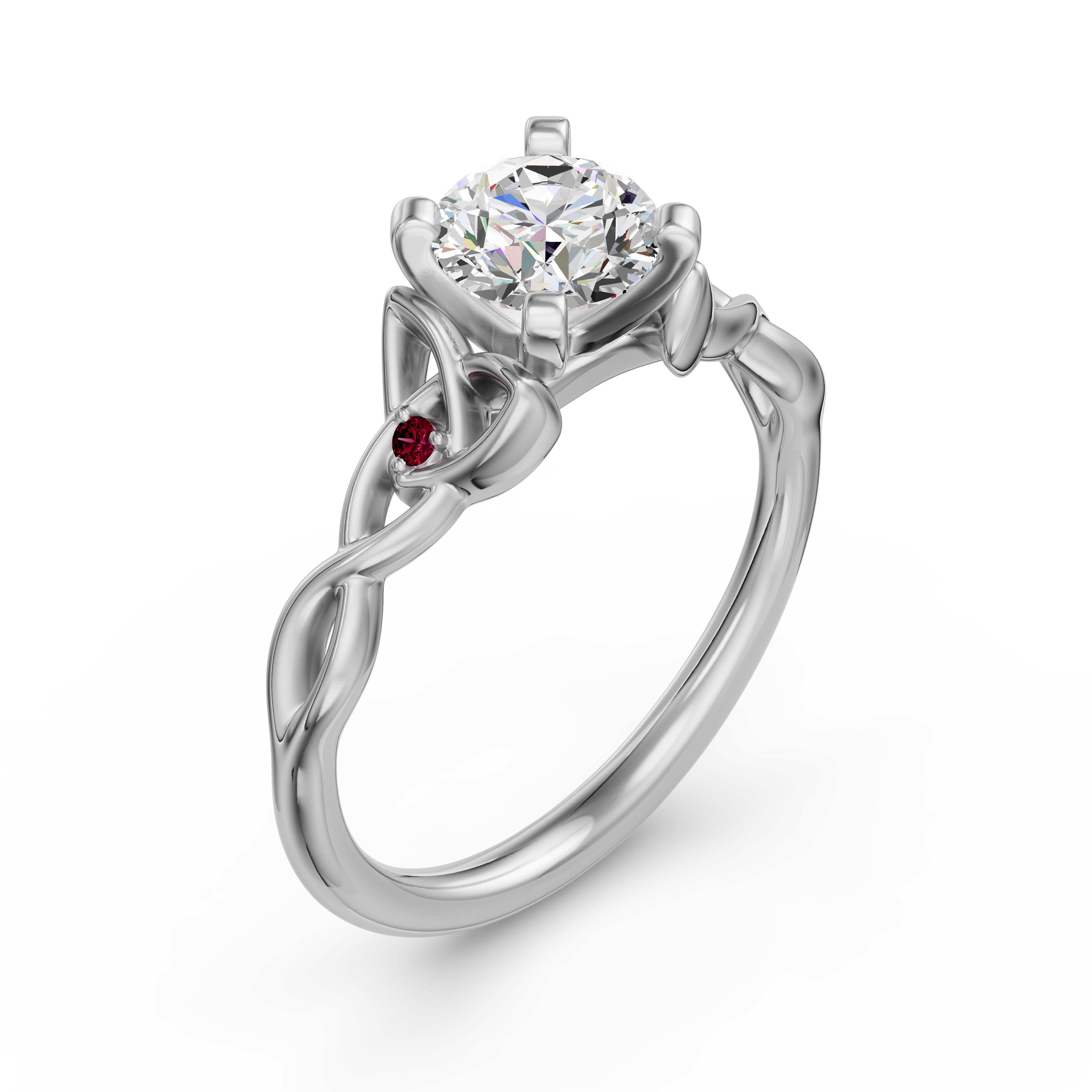 Celtic Knot Round Cut Engagement Ring - Ruby