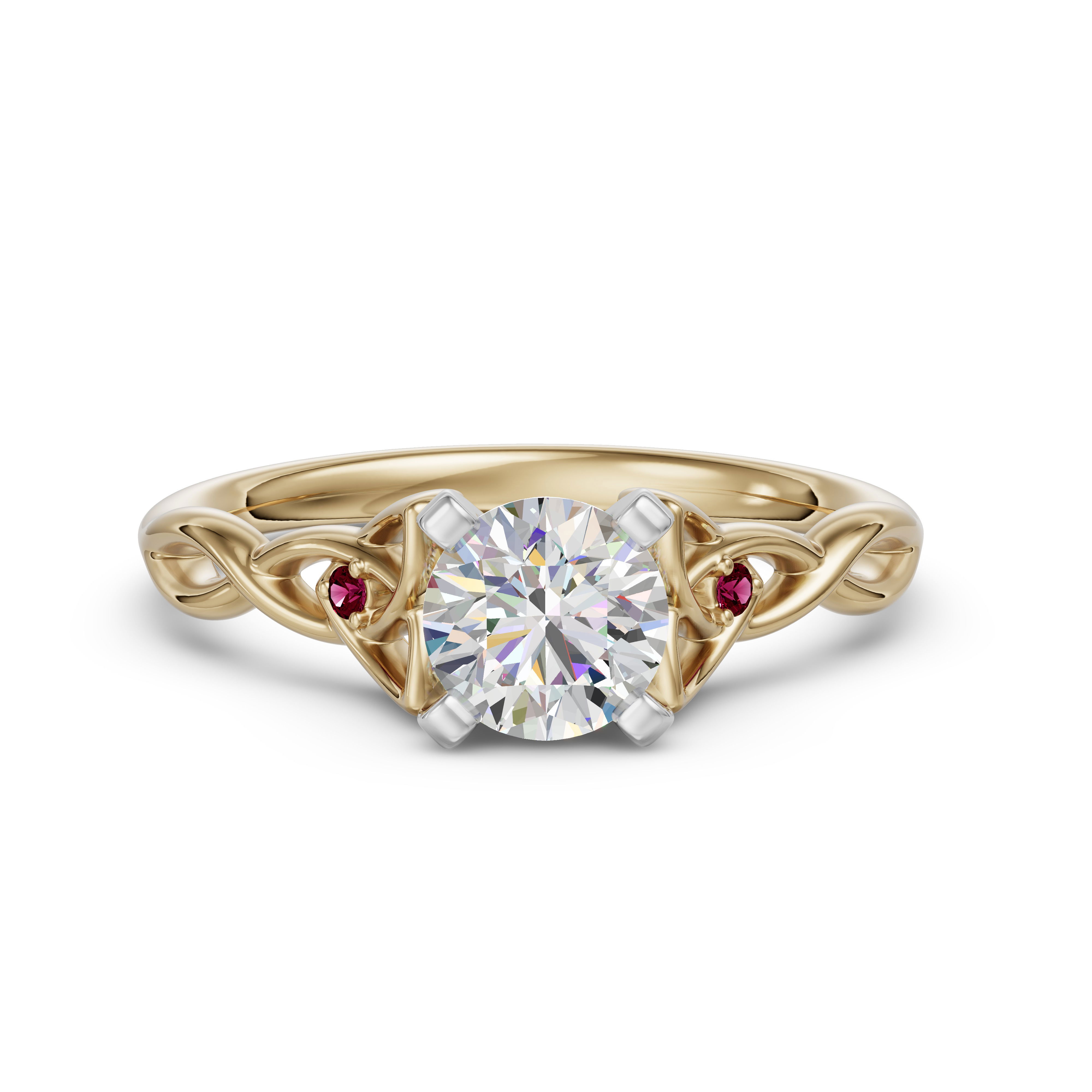 Celtic Knot Round Cut Engagement Ring - Ruby