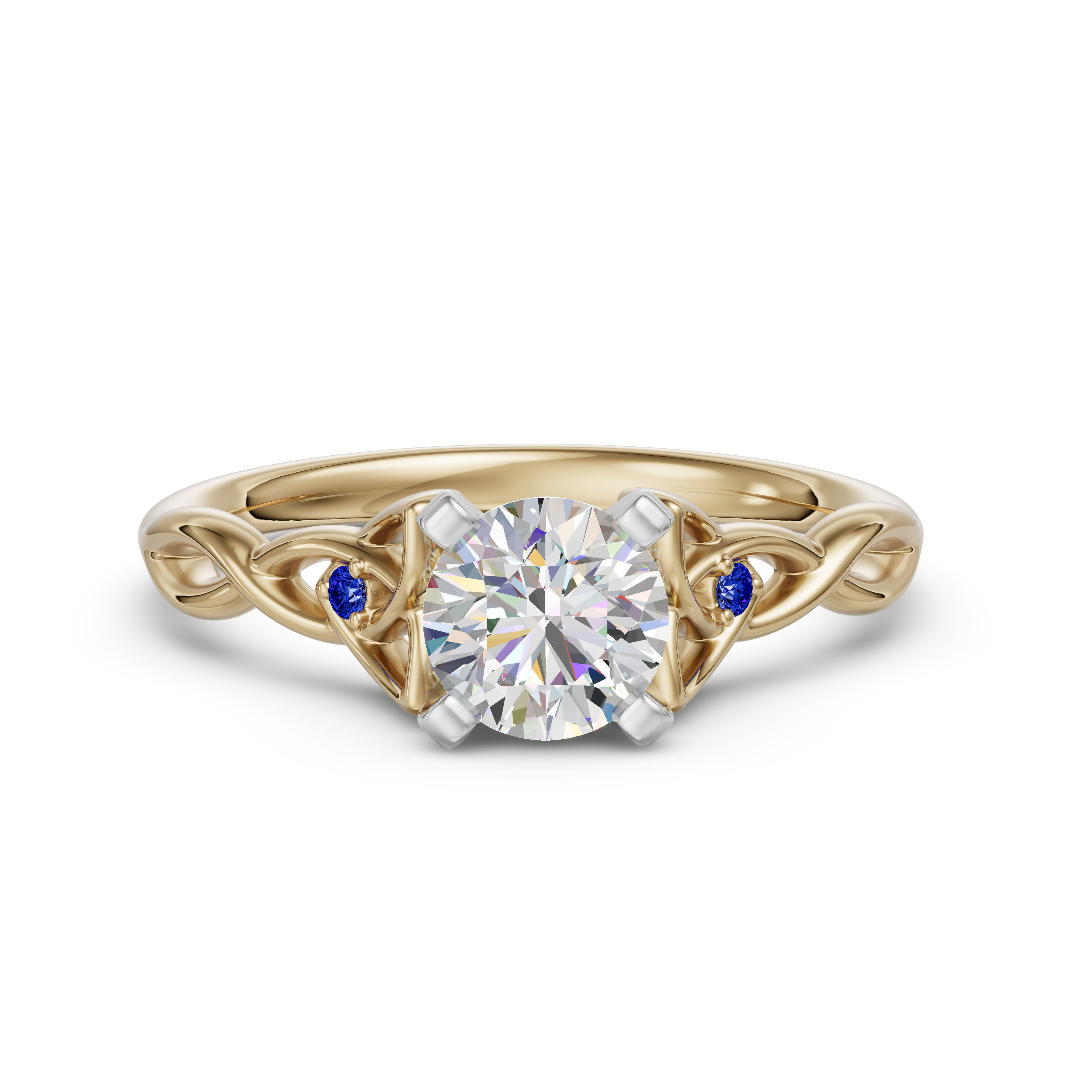 Celtic Knot Round Cut Engagement Ring - Sapphire