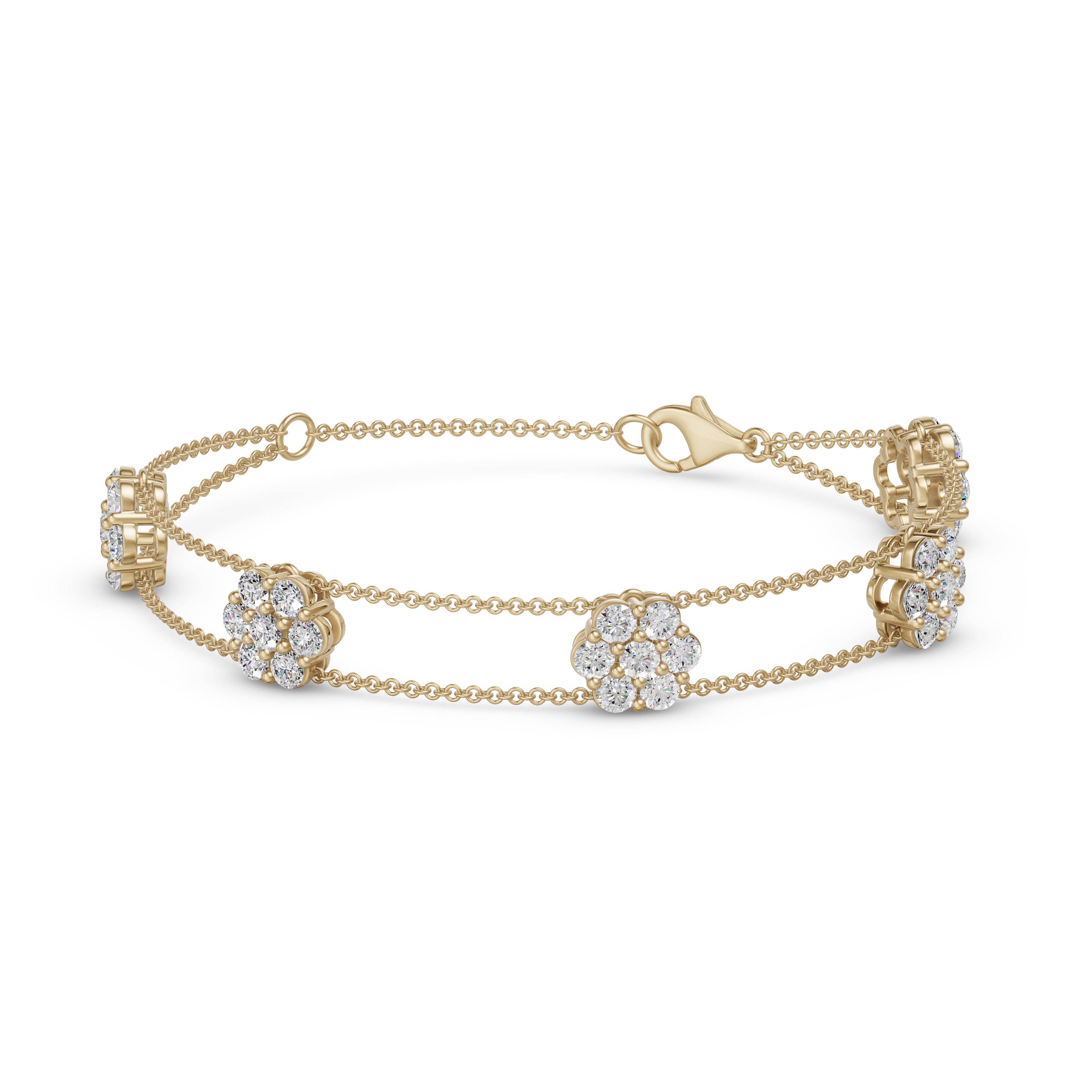 Round Cut Cluster Bracelet
