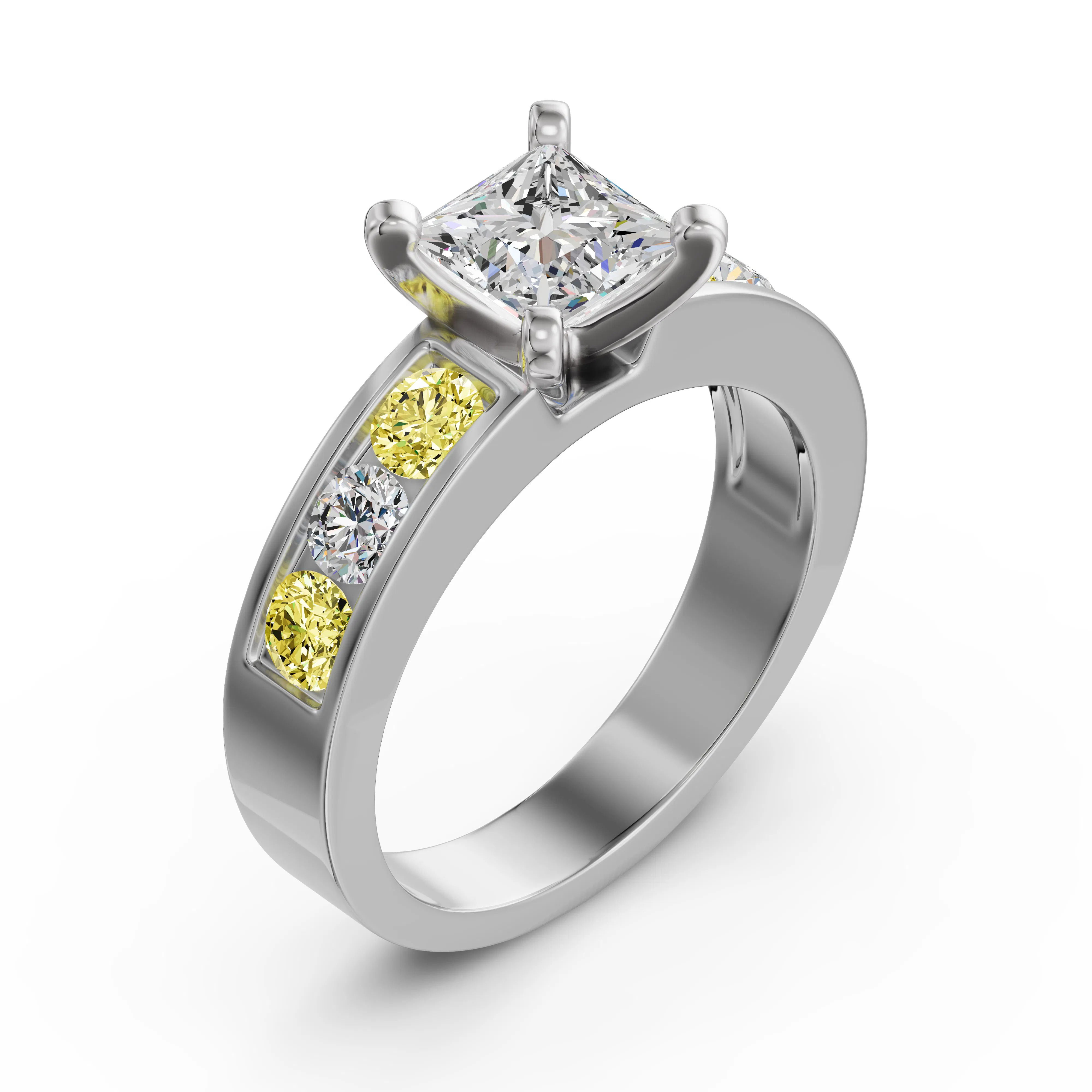 Diamond Diva Princess Cut Engagement Ring - Canary