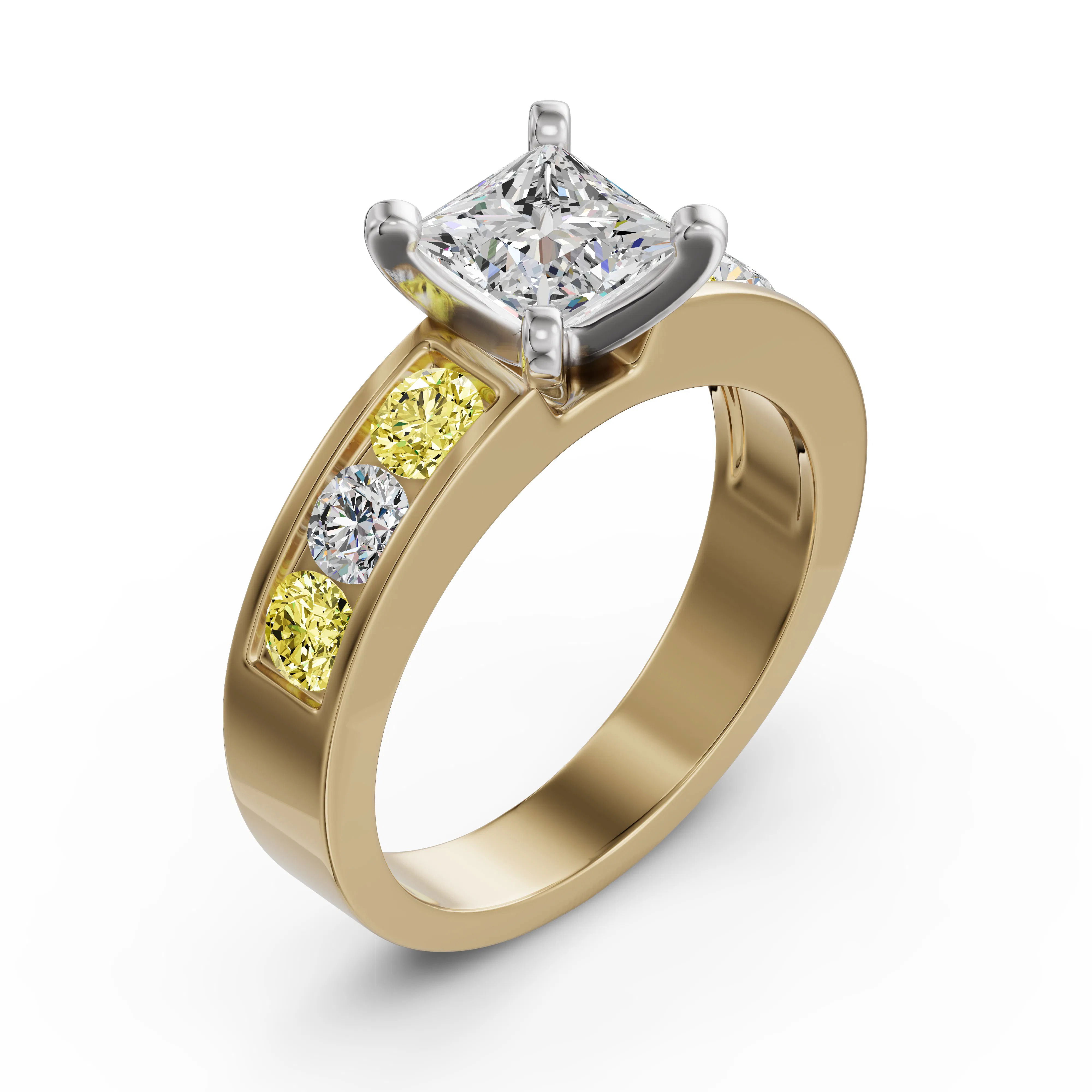 Diamond Diva Princess Cut Engagement Ring - Canary