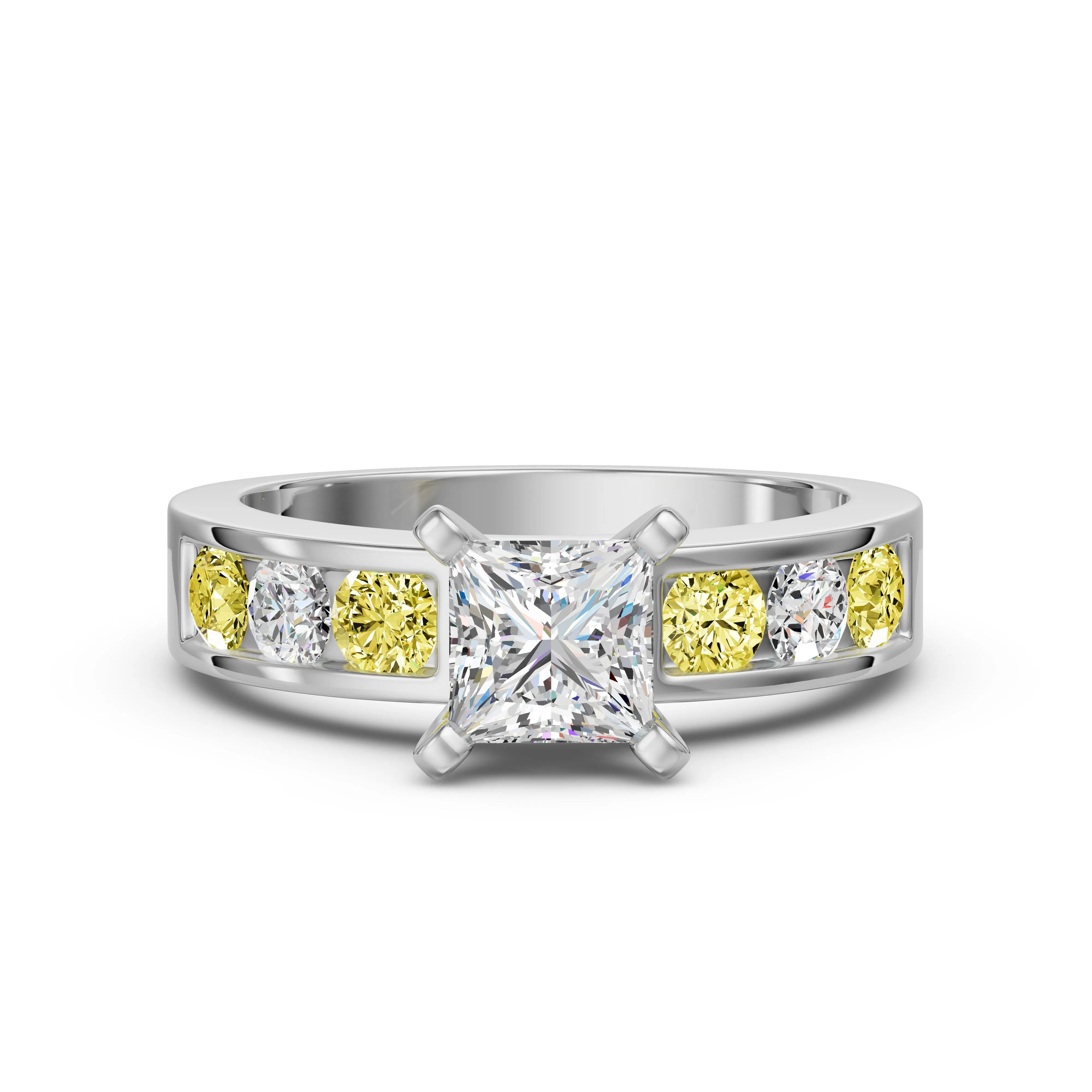 Diamond Diva Princess Cut Engagement Ring - Canary
