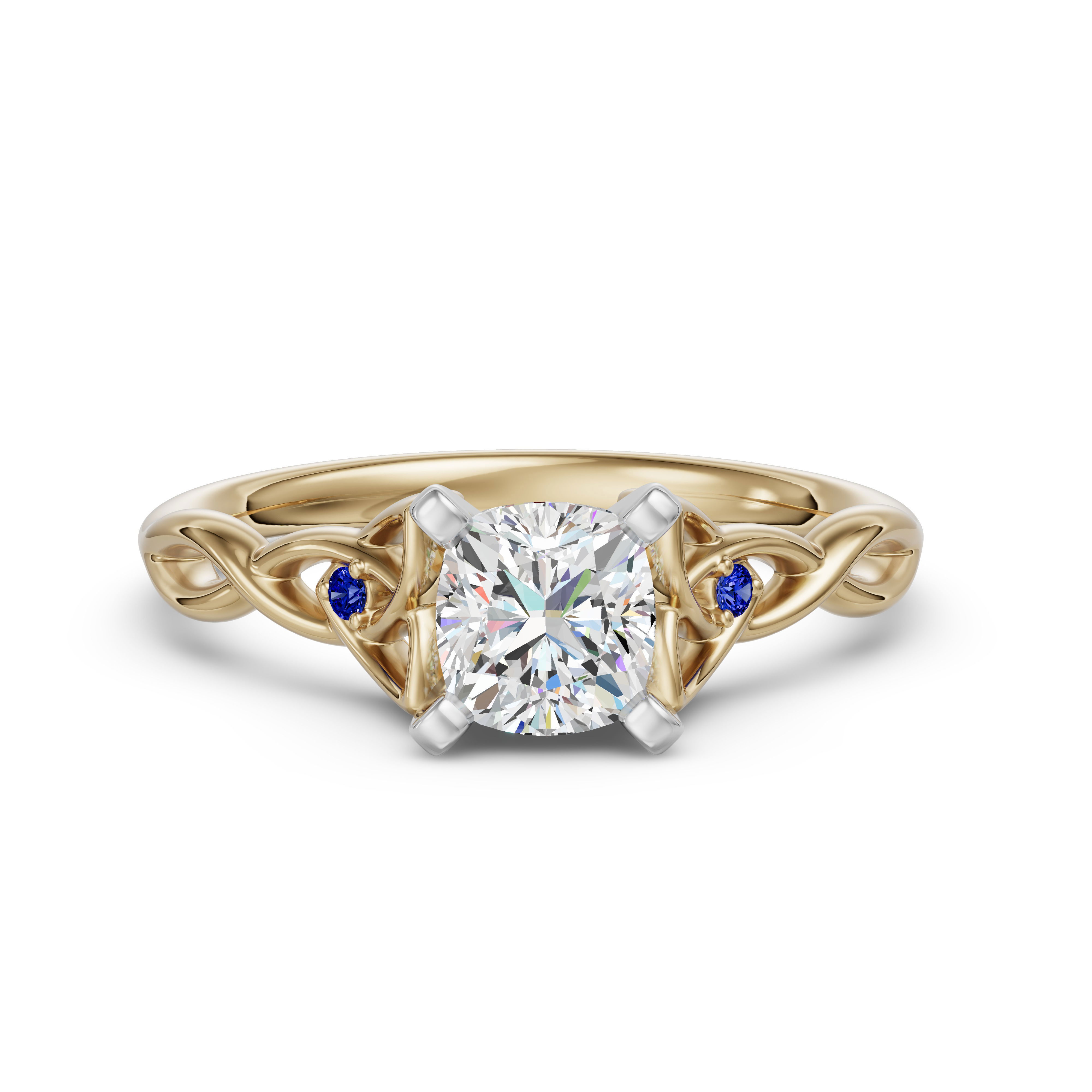 Celtic Knot Cushion Cut Engagement Ring - Sapphire
