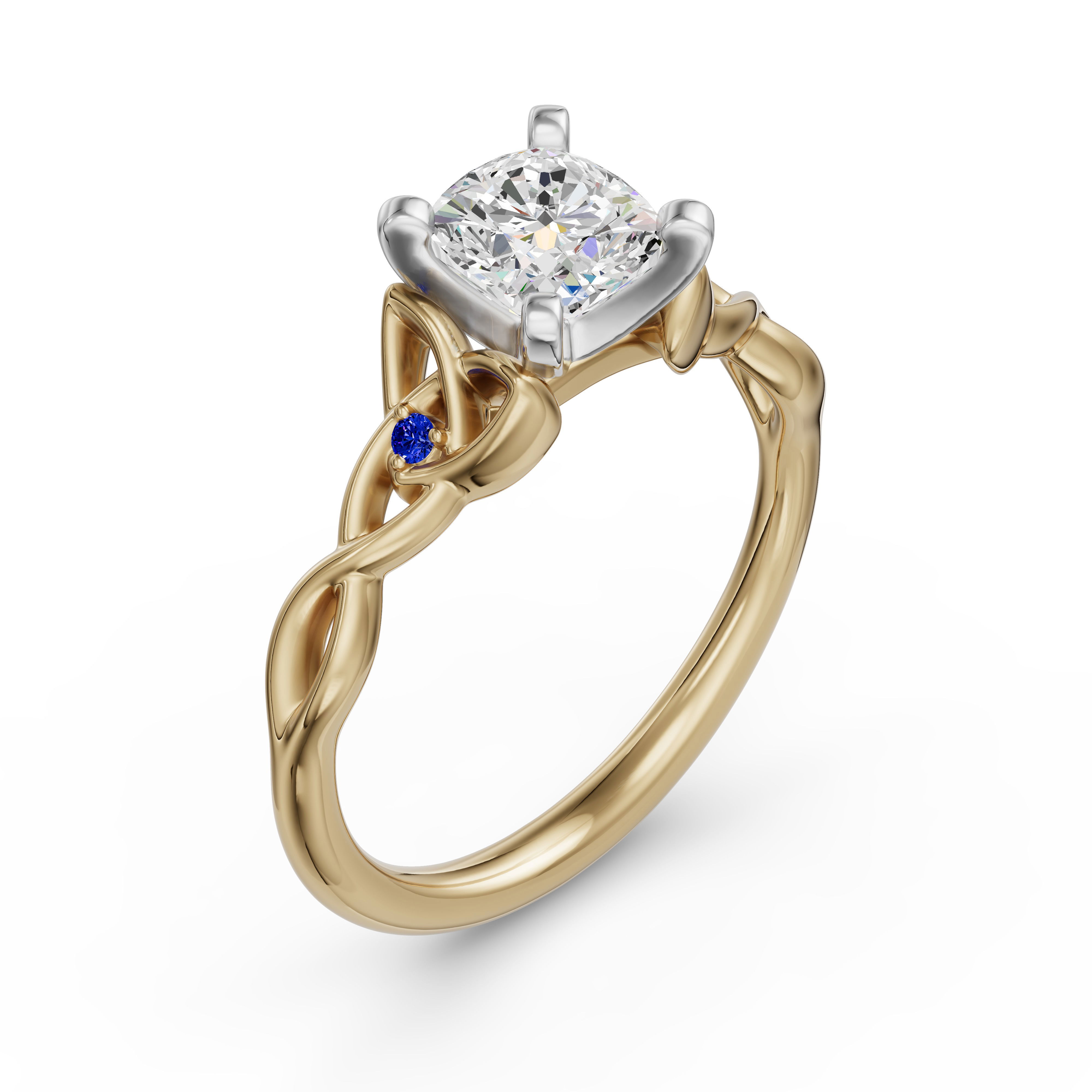 Celtic Knot Cushion Cut Engagement Ring - Sapphire