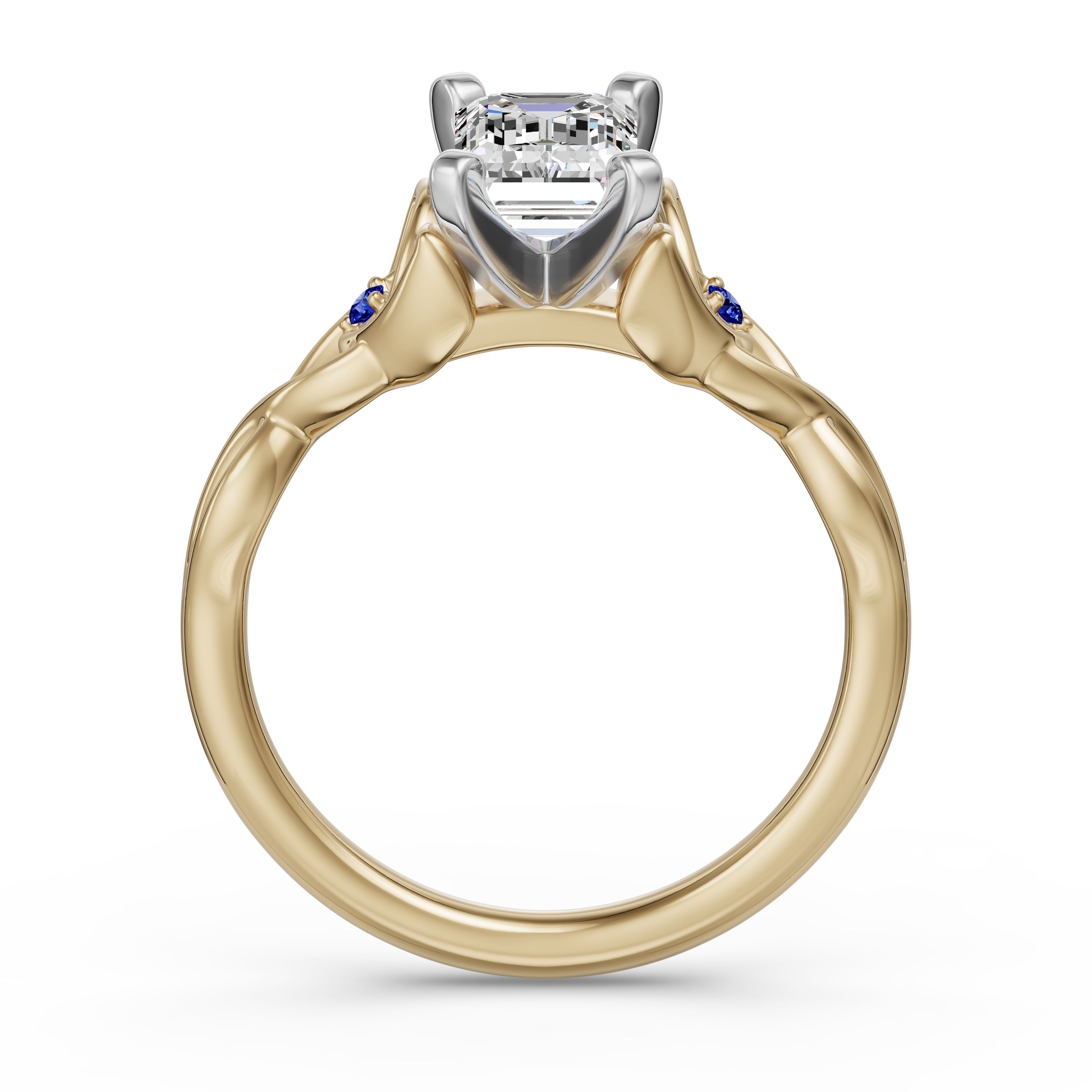 Celtic Knot Emerald Cut Engagement Ring - Sapphire