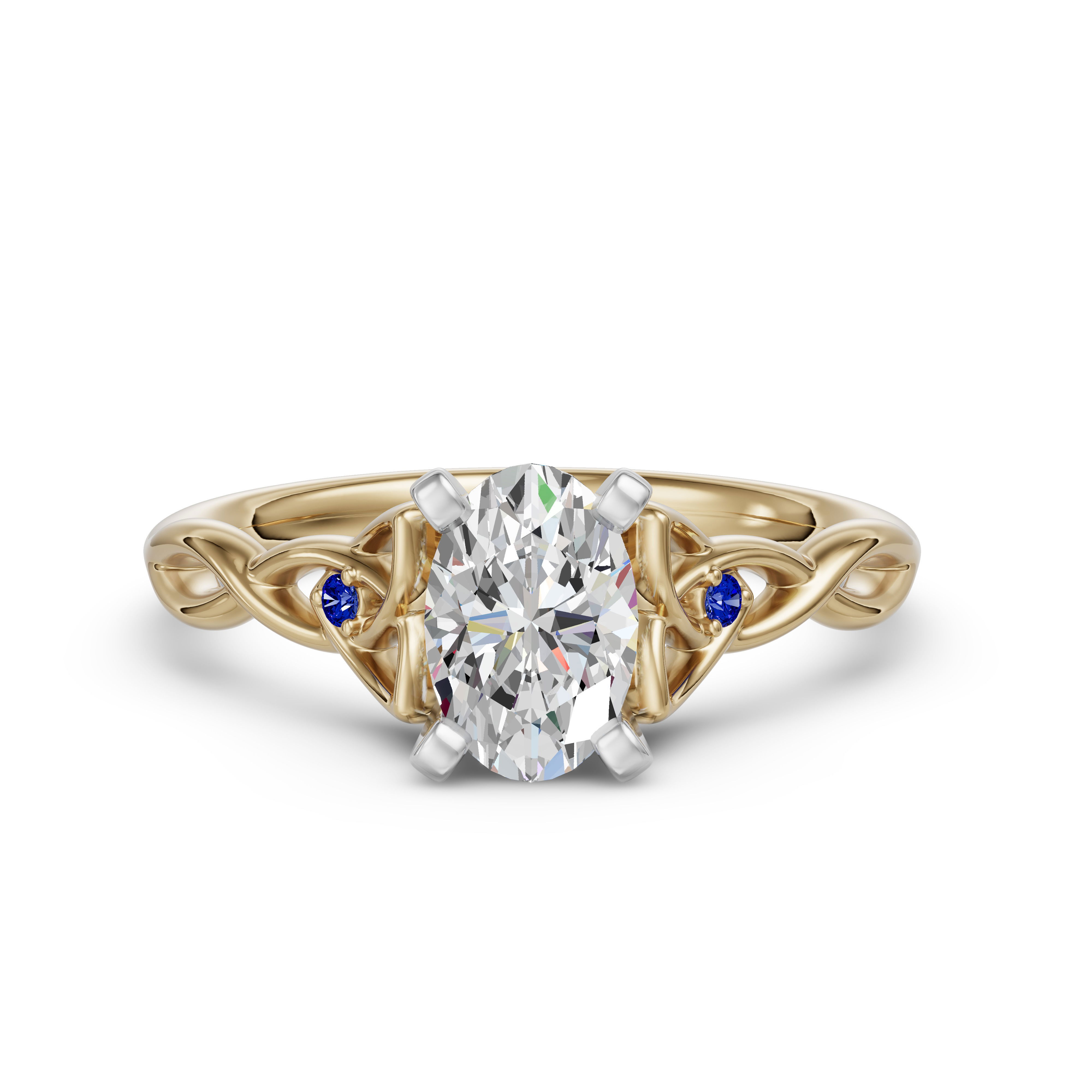 Celtic Knot Oval Cut Engagement Ring - Sapphire