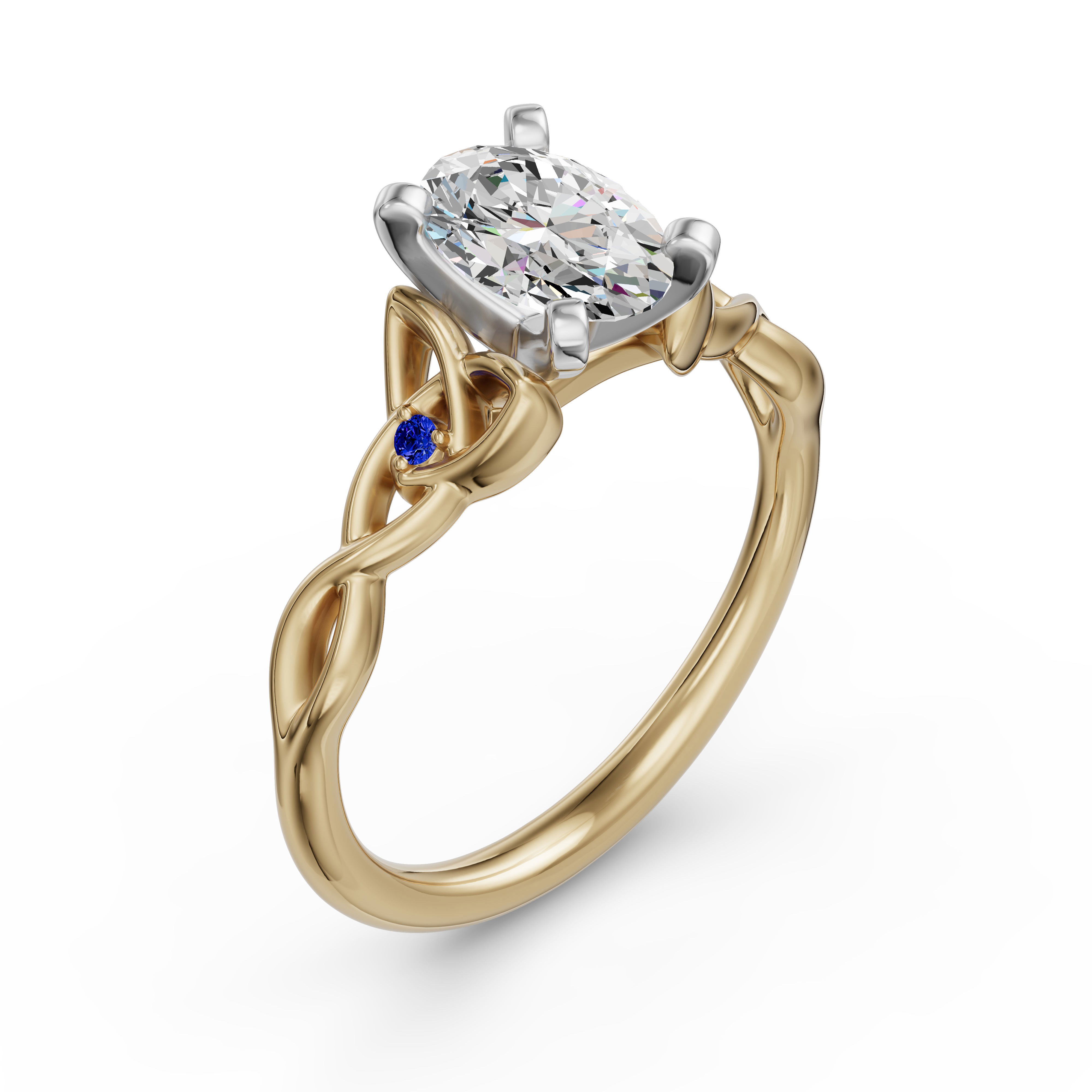 Celtic Knot Oval Cut Engagement Ring - Sapphire
