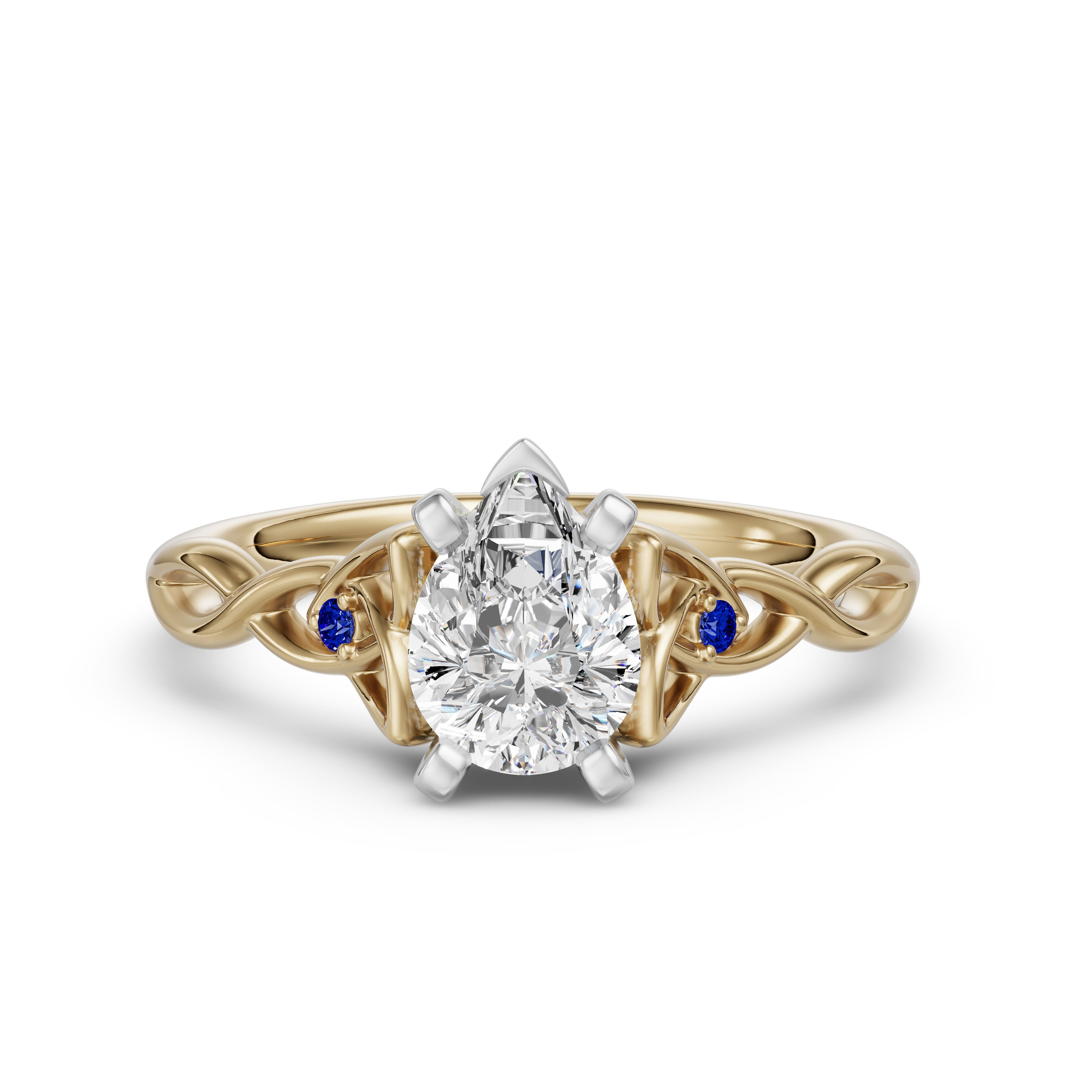 Celtic Knot Pear Cut Engagement Ring - Sapphire