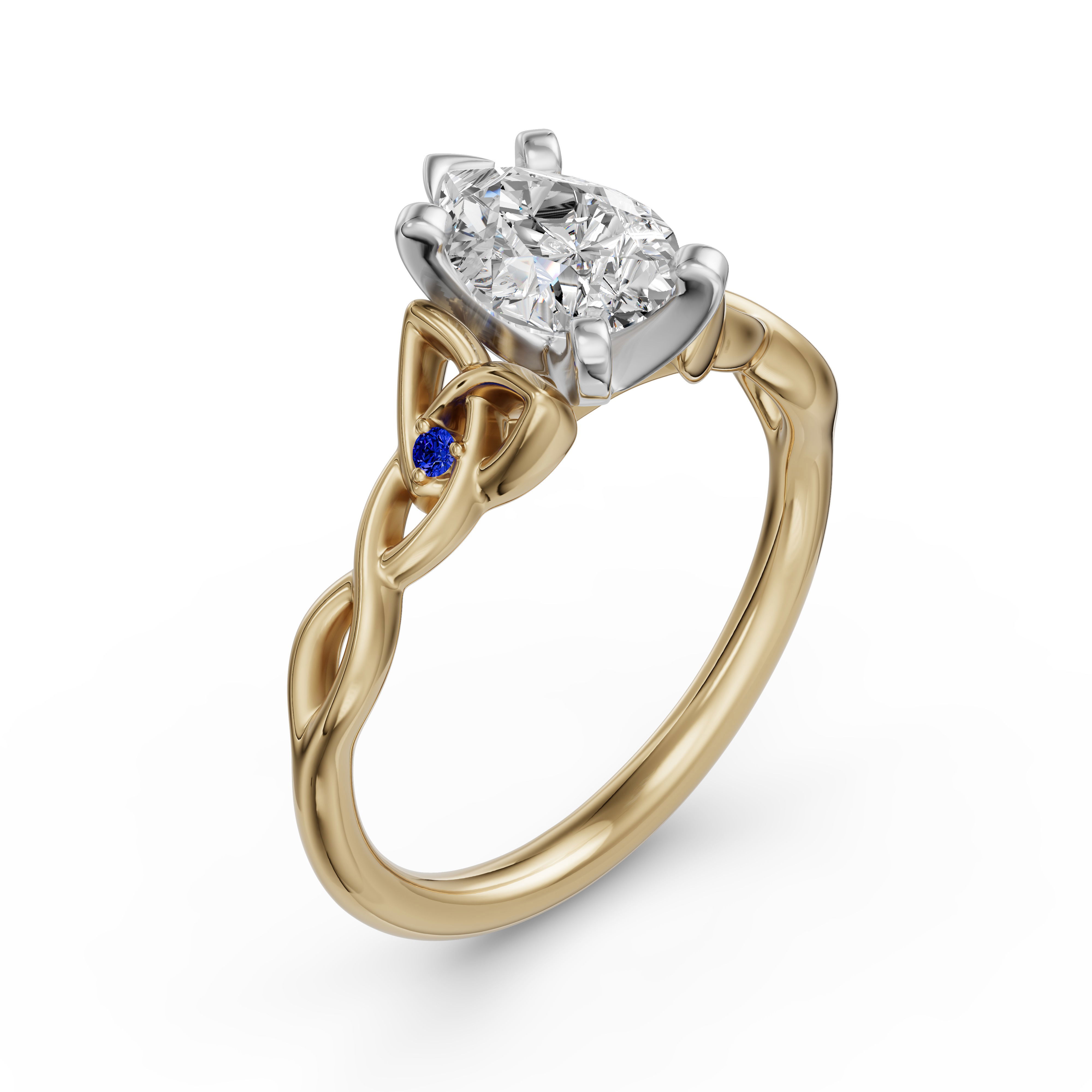 Celtic Knot Pear Cut Engagement Ring - Sapphire