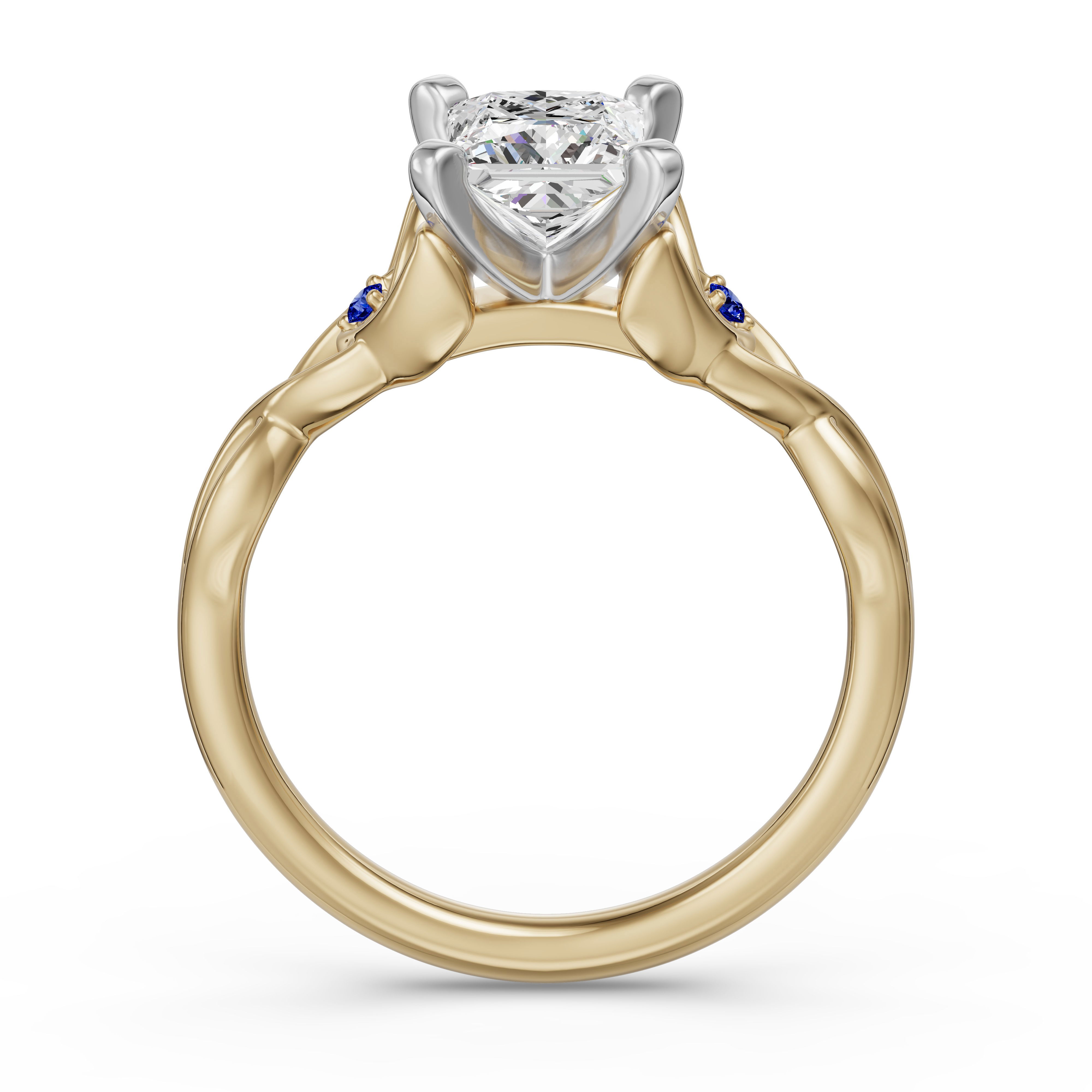 Celtic Knot Princess Cut Engagement Ring - Sapphire