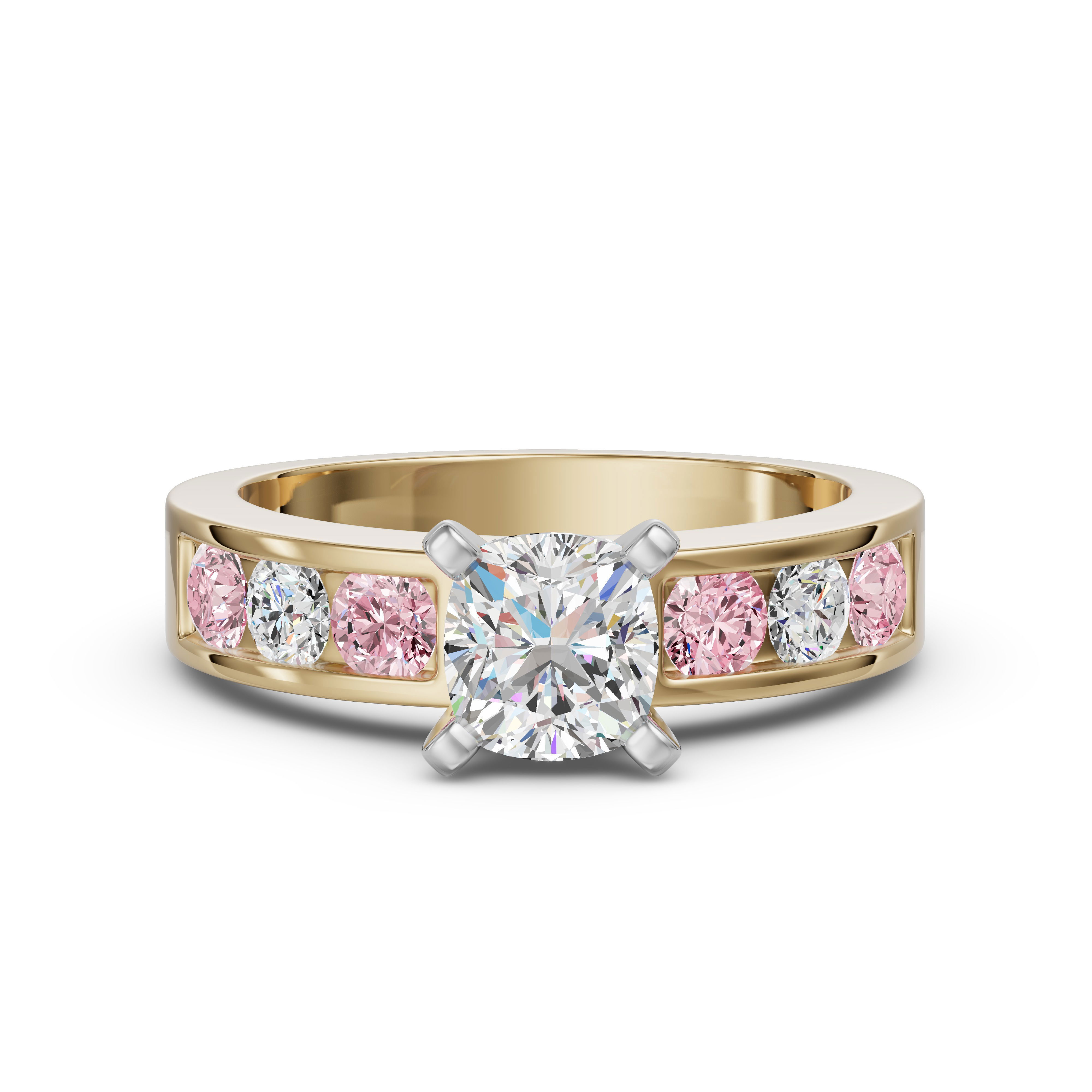 Diamond Diva Cushion Cut Engagement Ring - Rose