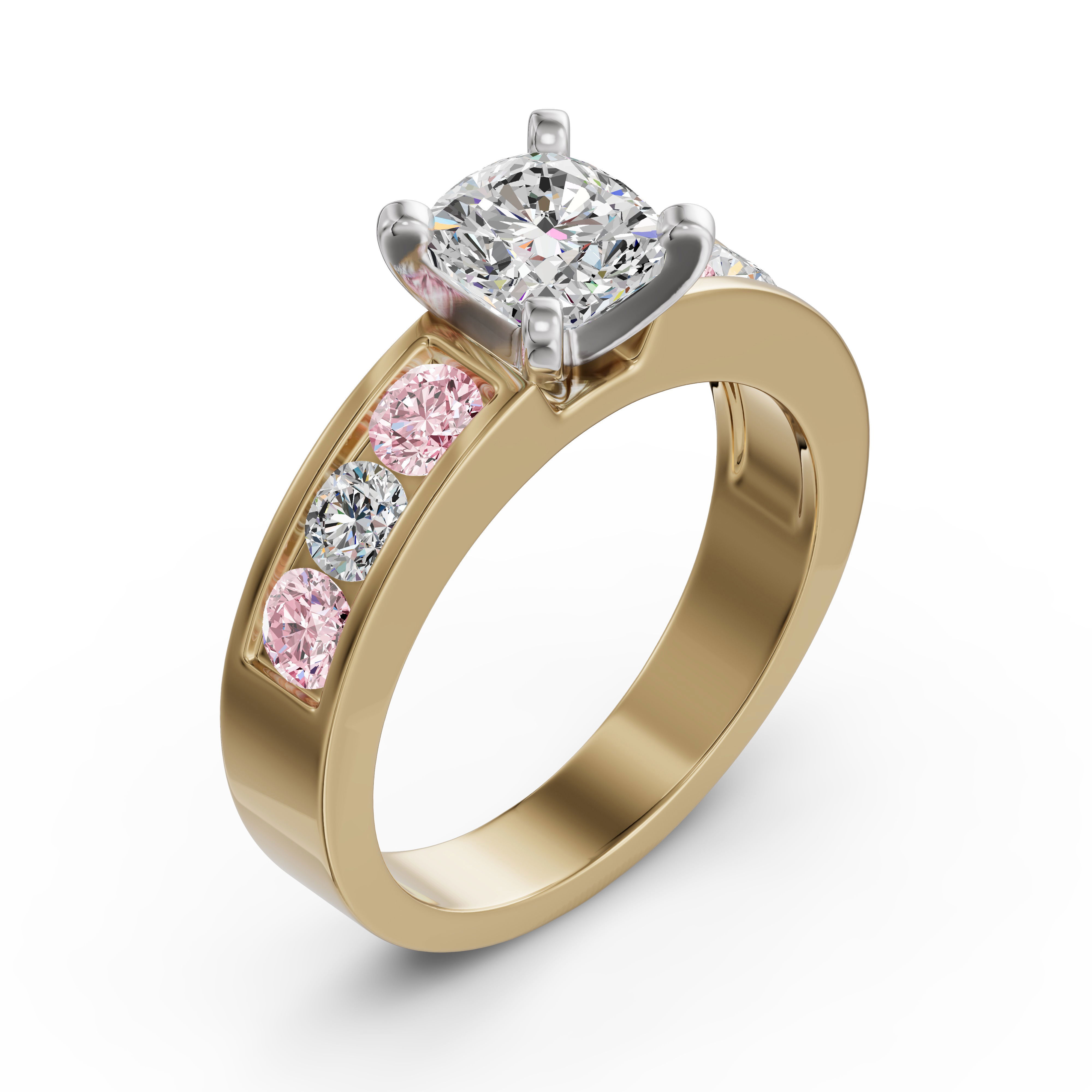 Diamond Diva Cushion Cut Engagement Ring - Rose