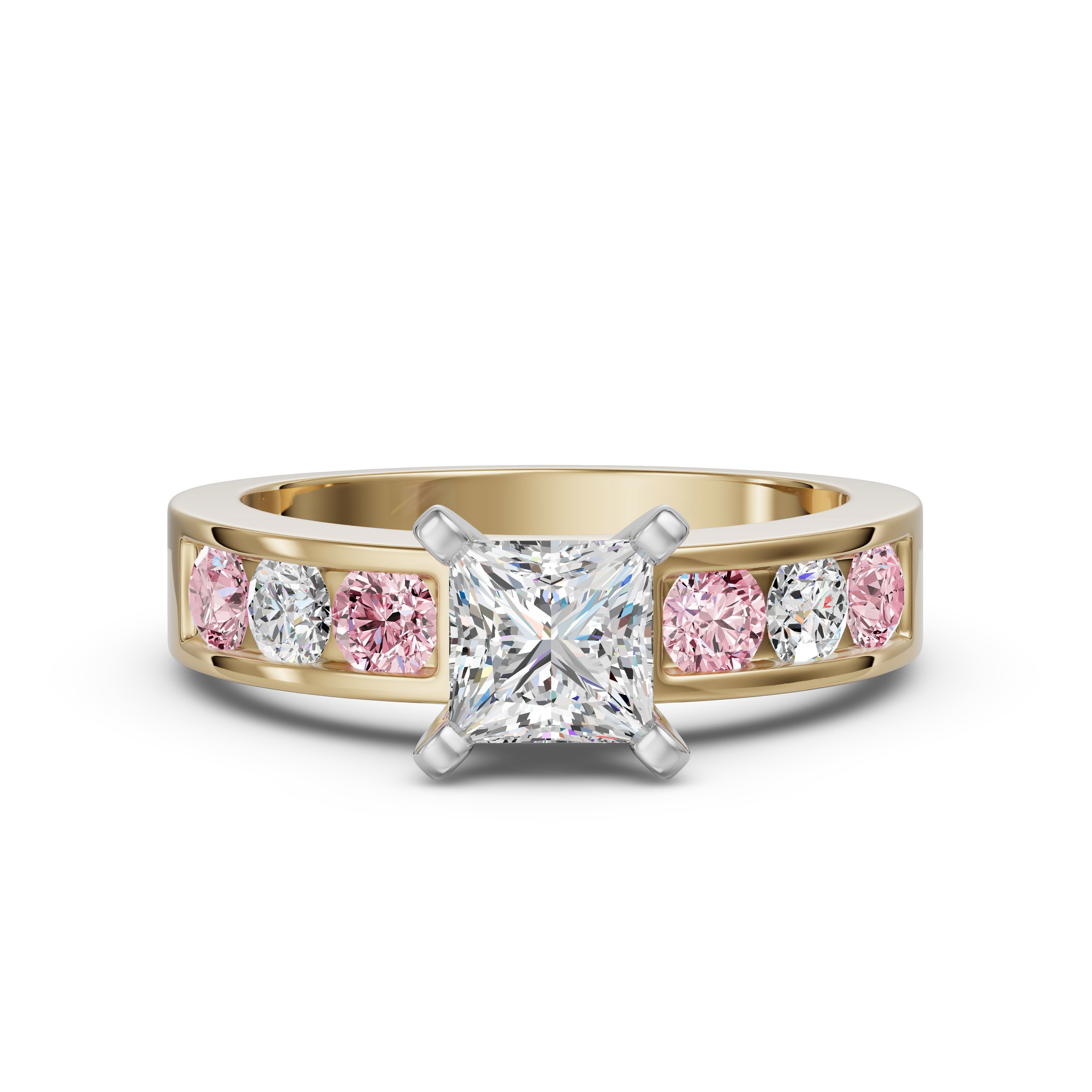 Diamond Diva Princess Cut Engagement Ring - Rose