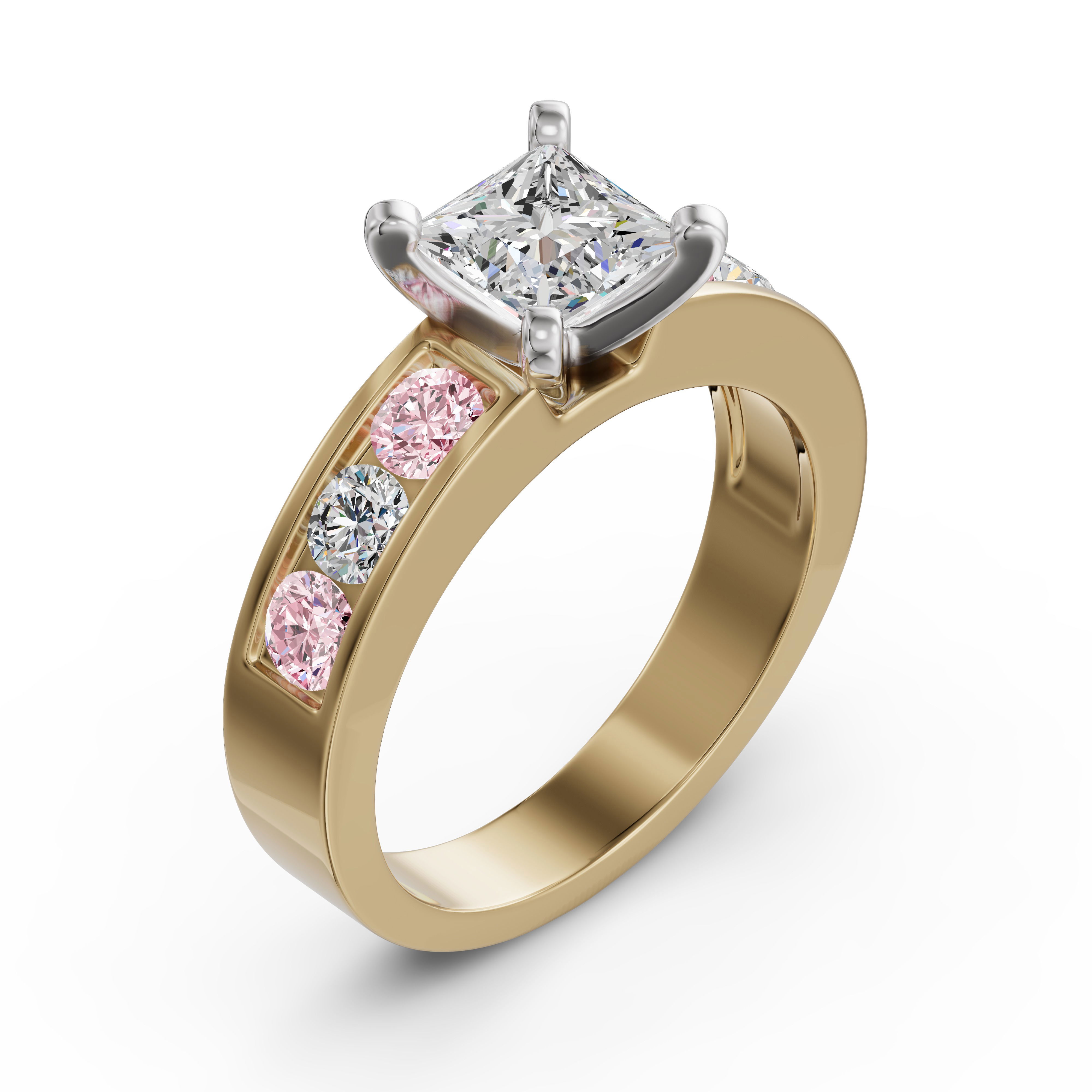 Diamond Diva Princess Cut Engagement Ring - Rose