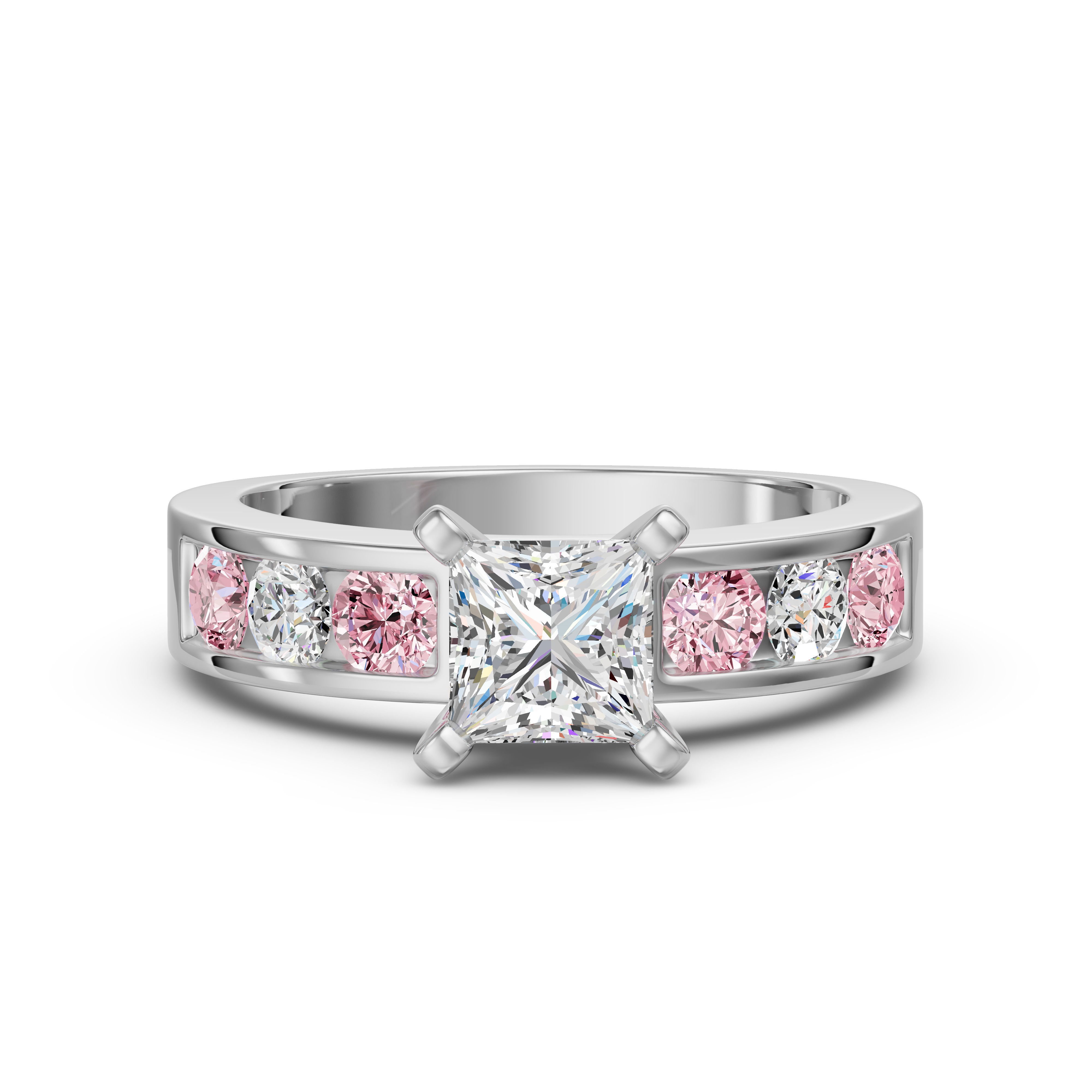 Diamond Diva Princess Cut Engagement Ring - Rose