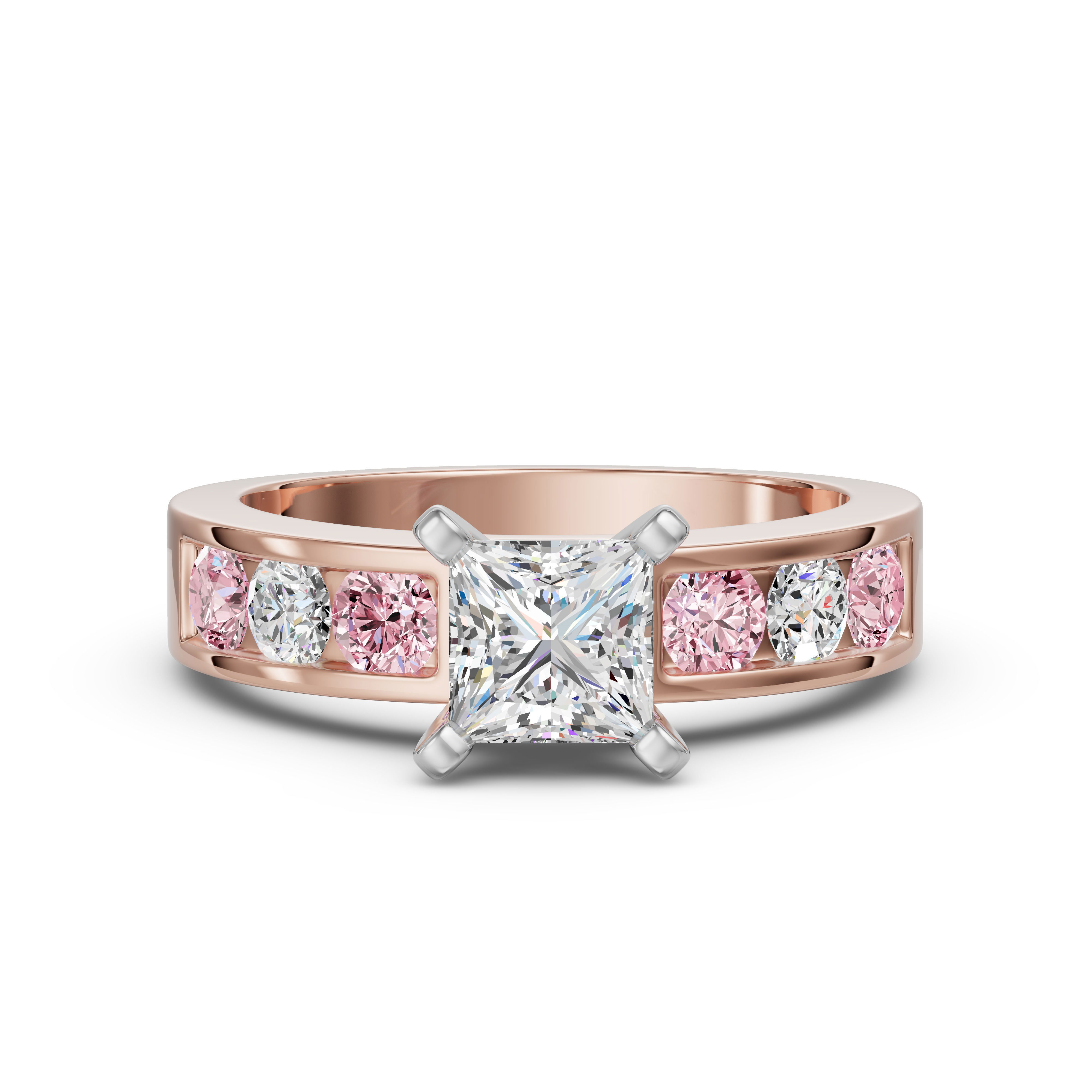 Diamond Diva Princess Cut Engagement Ring - Rose