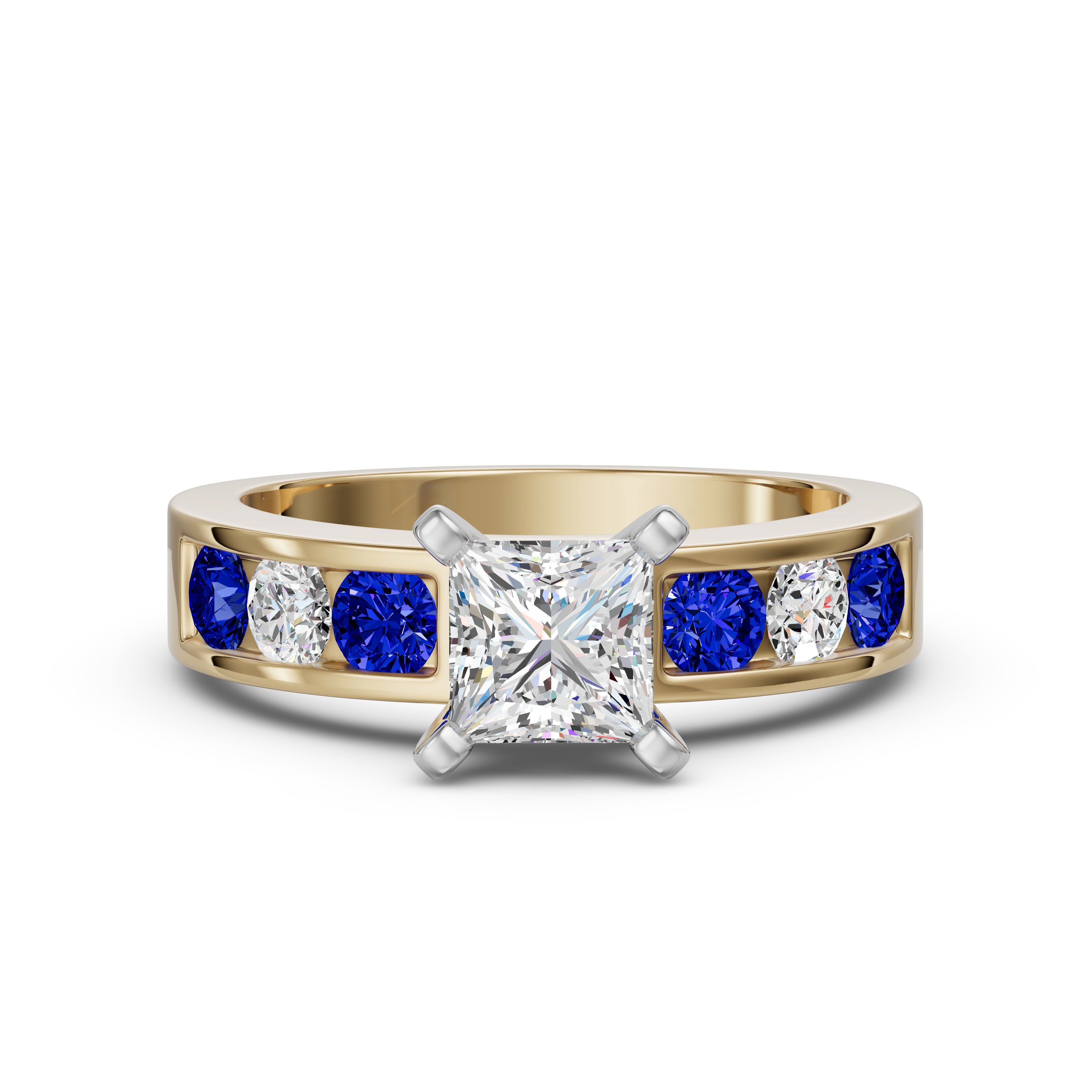 Diamond Diva Princess Cut Engagement Ring - Sapphire