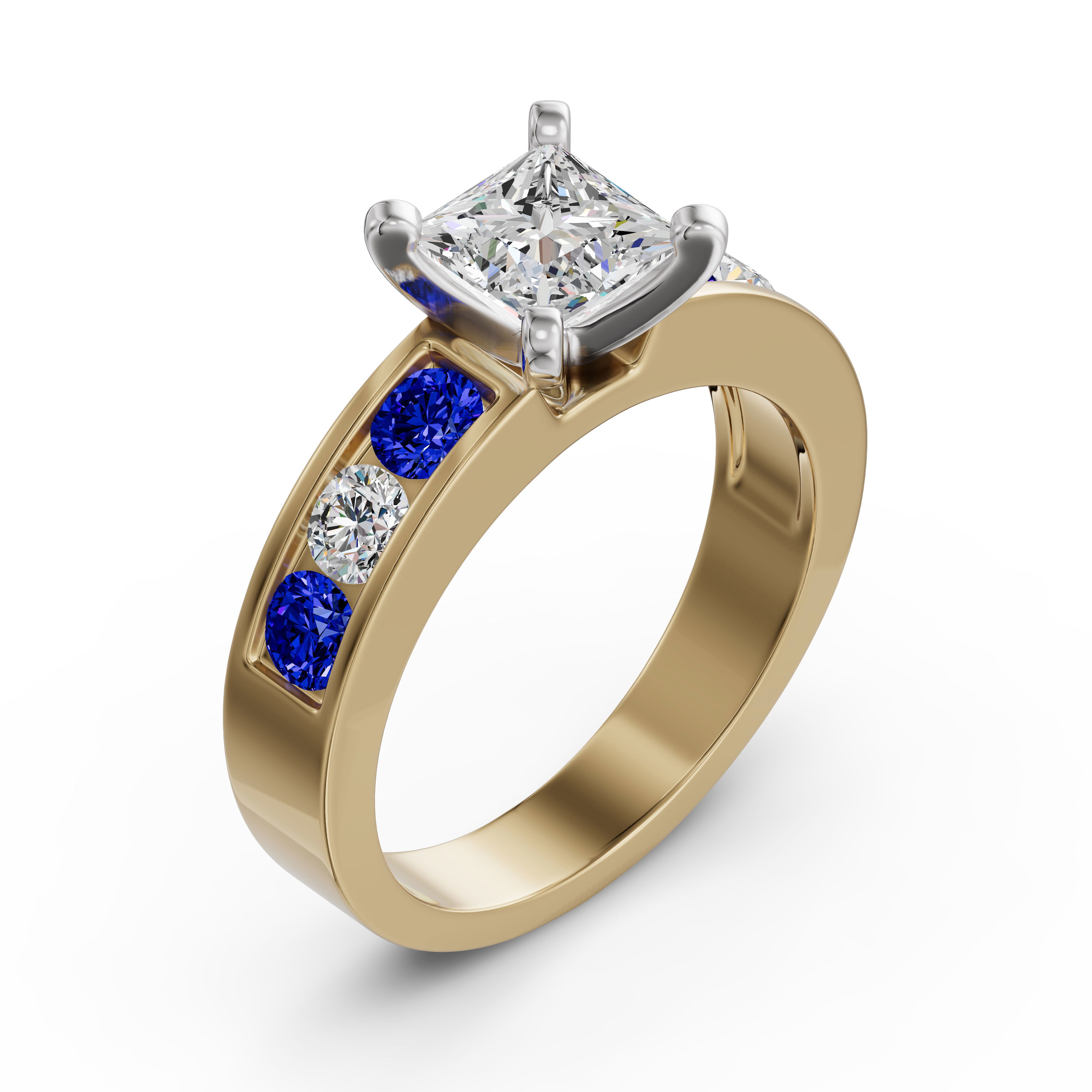 Diamond Diva Princess Cut Engagement Ring - Sapphire
