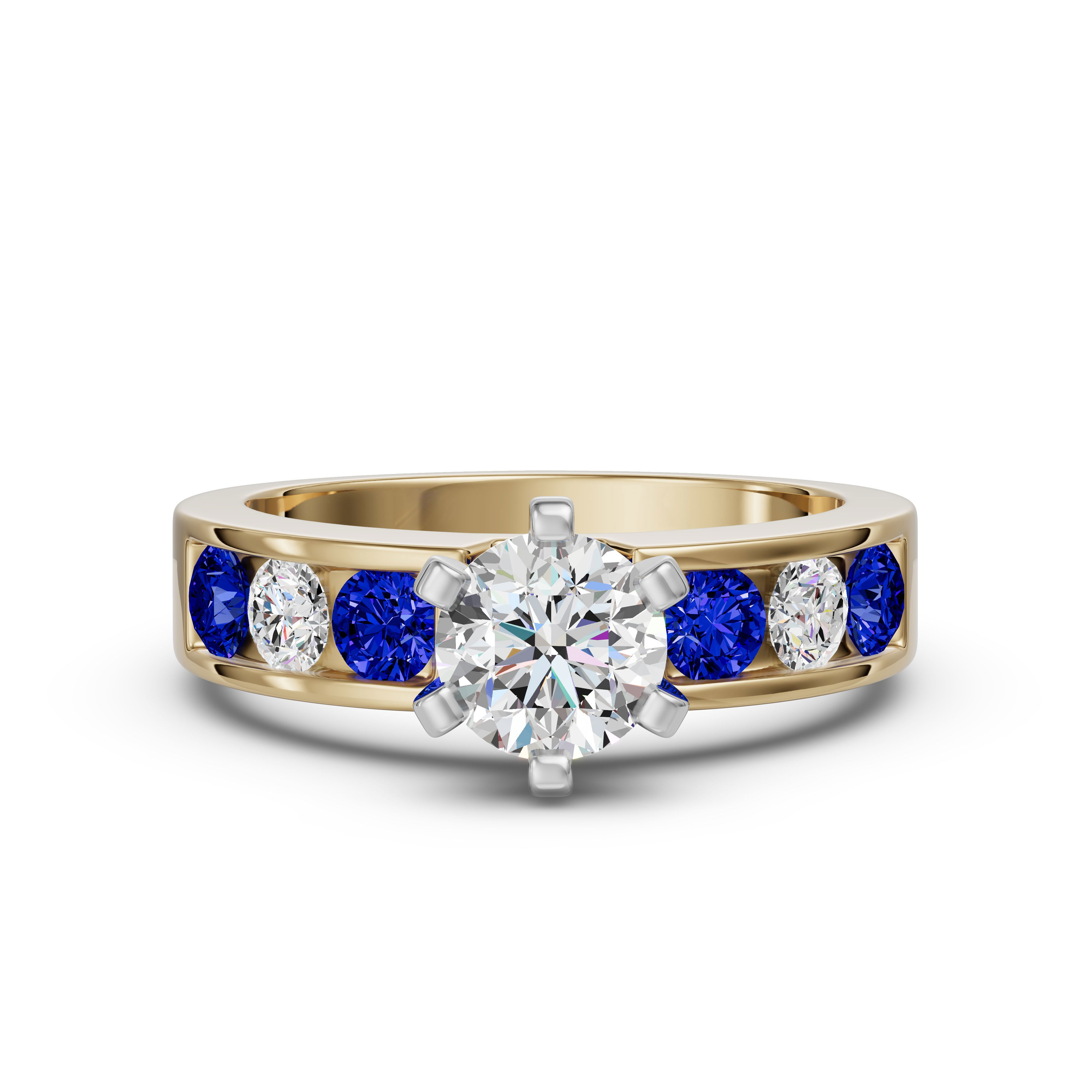 Diamond Diva Round Cut Engagement Ring - Sapphire