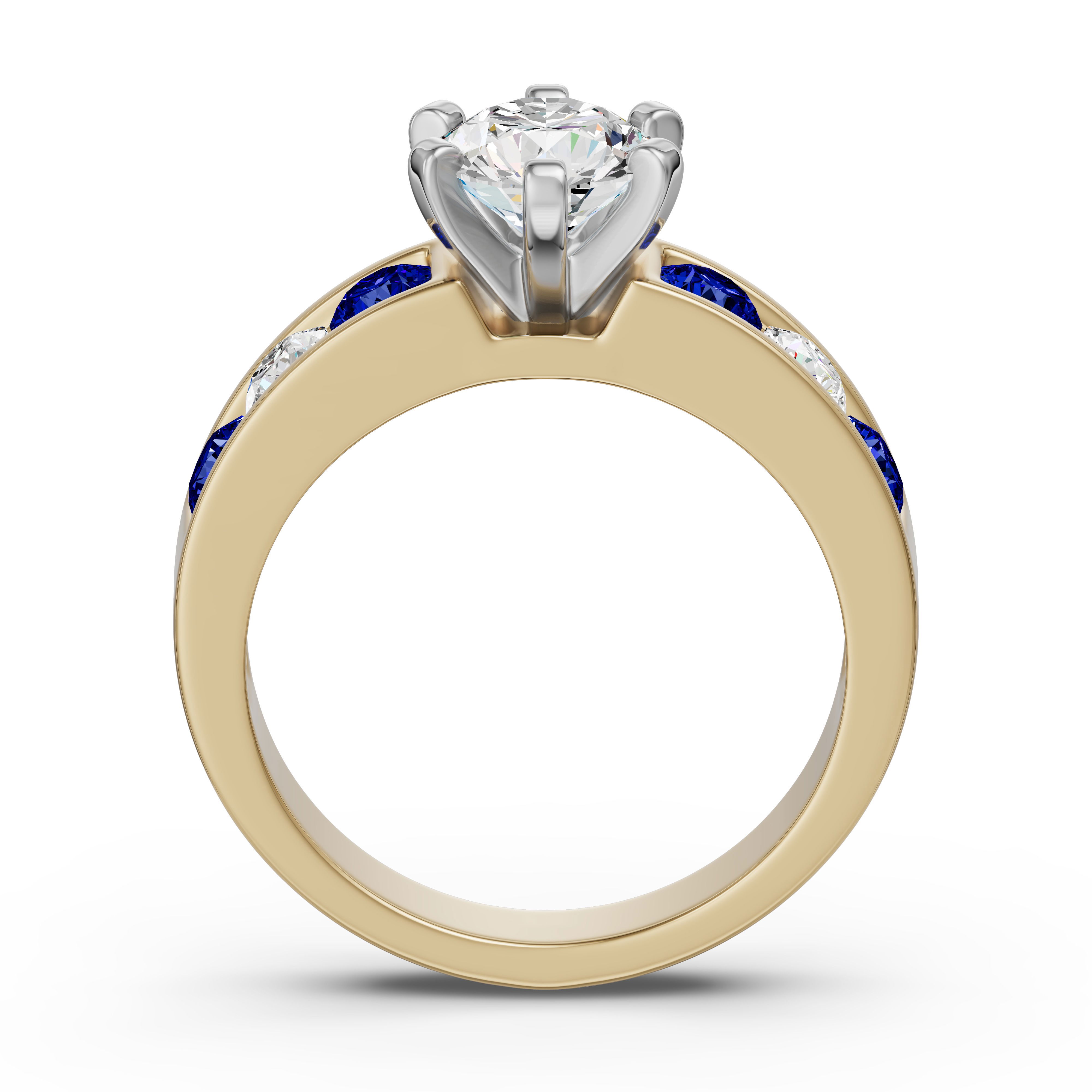 Diamond Diva Round Cut Engagement Ring - Sapphire
