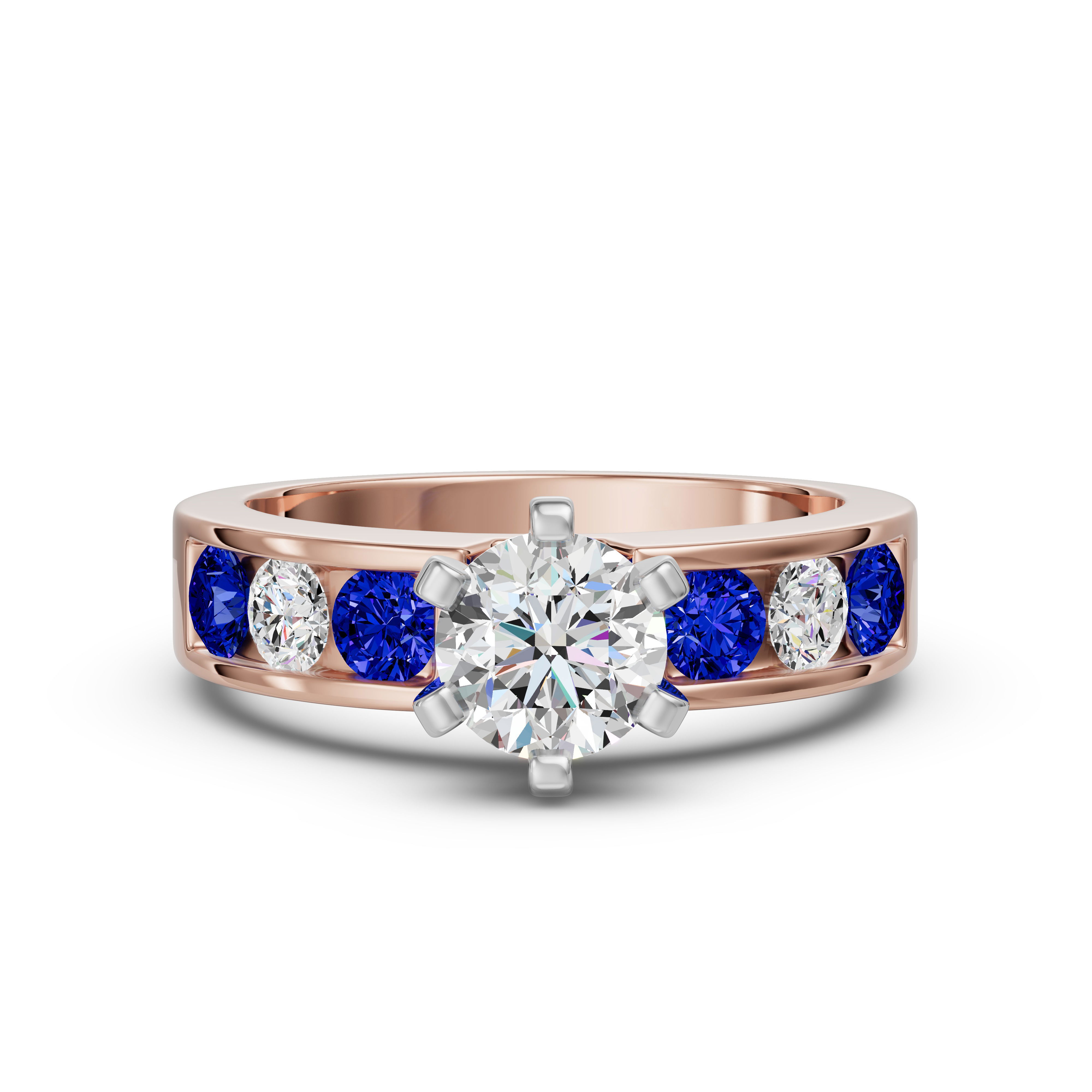 Diamond Diva Round Cut Engagement Ring - Sapphire