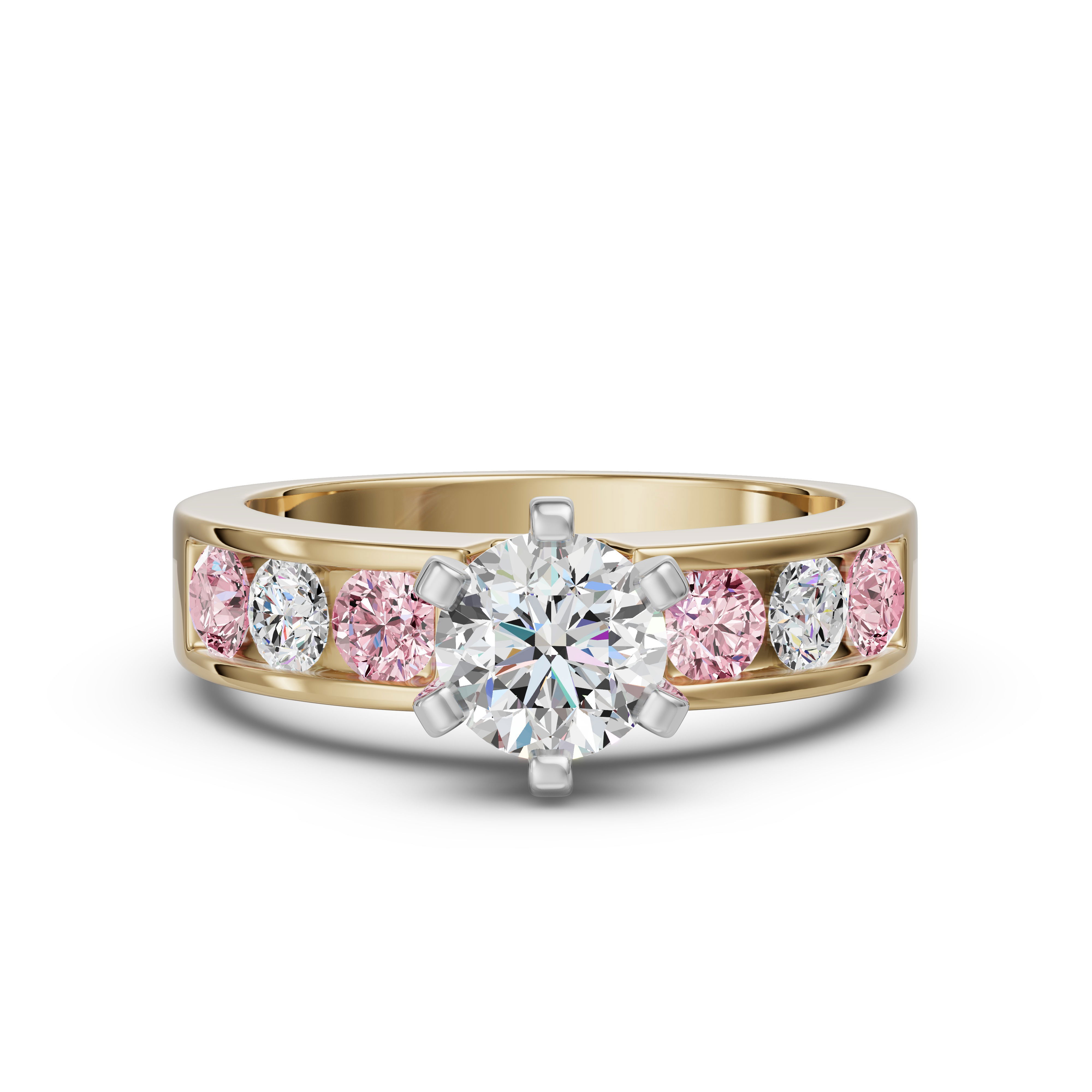 Diamond Diva Round Cut Engagement Ring - Rose