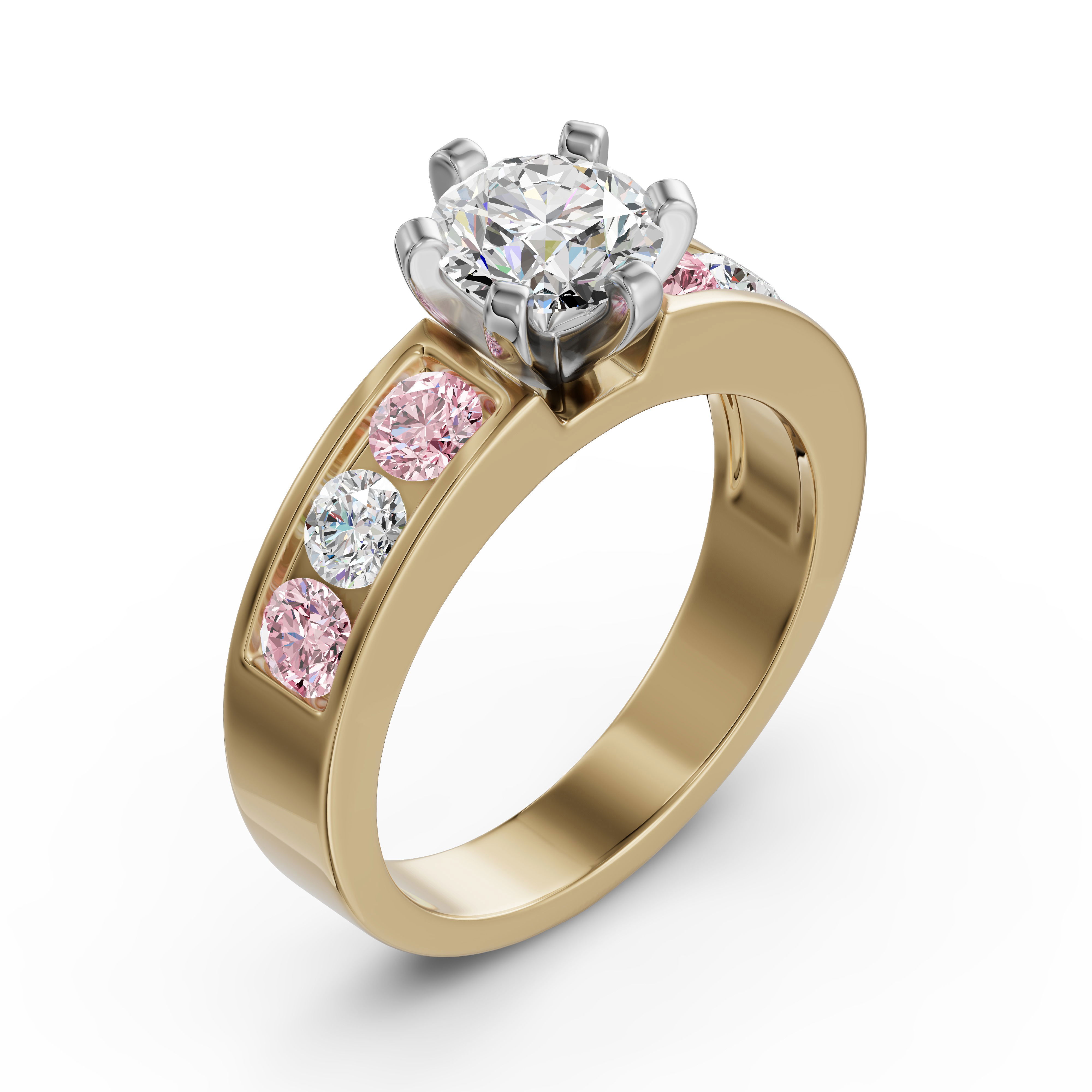 Diamond Diva Round Cut Engagement Ring - Rose